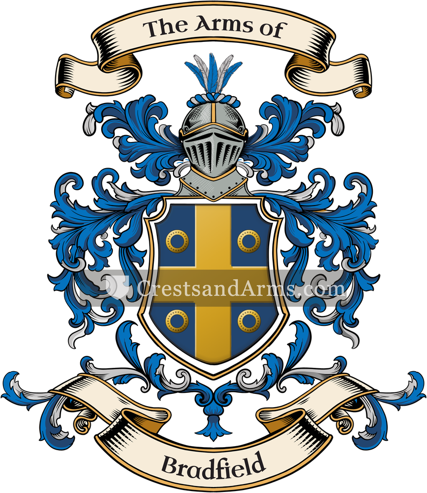 The Bradfield coat of arms, drawn from the recorded blazon