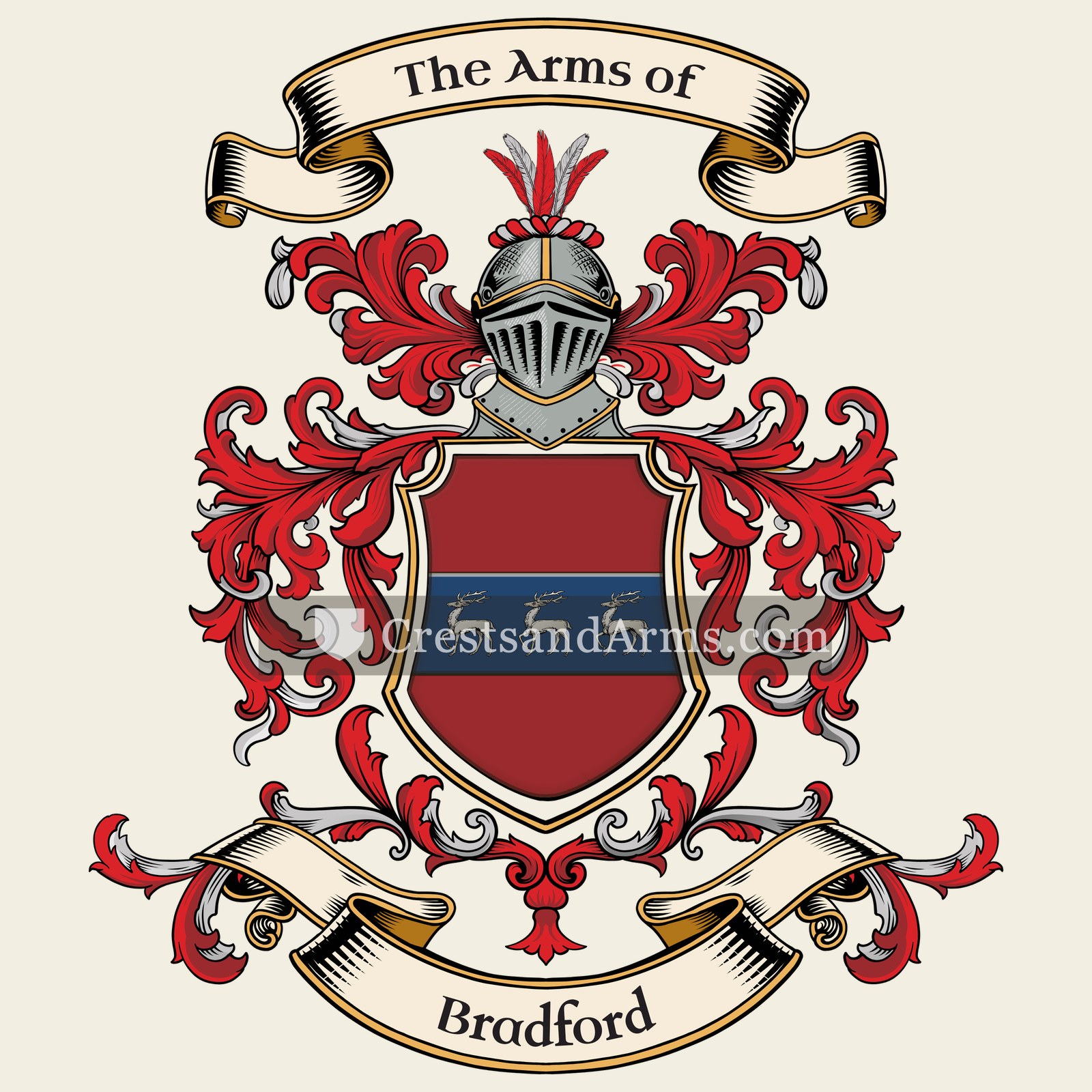 The Bradford coat of arms, drawn from the recorded blazon