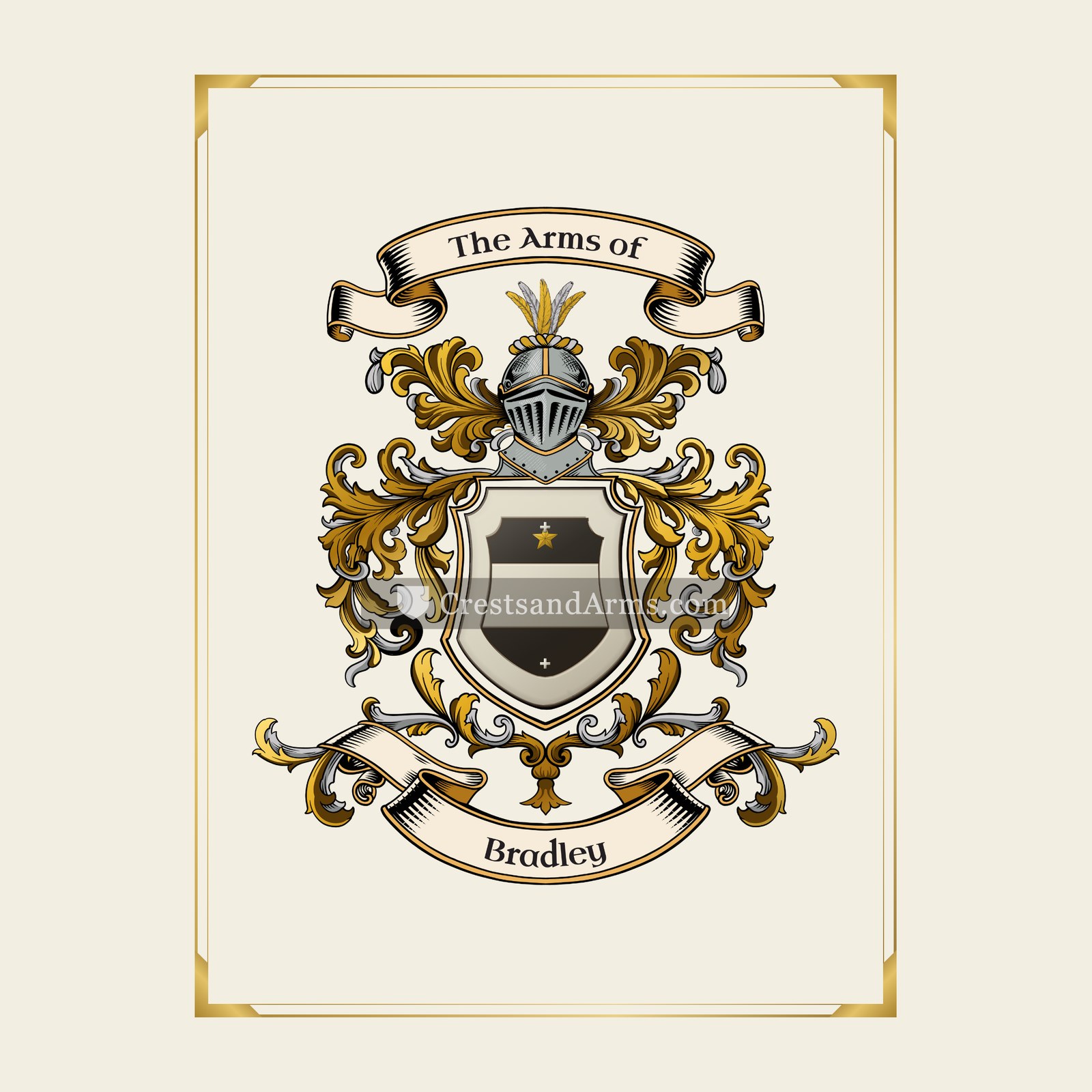 With gold border
