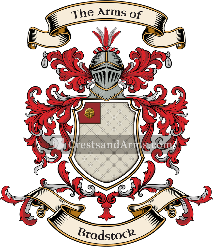 The Bradstock coat of arms, drawn from the recorded blazon