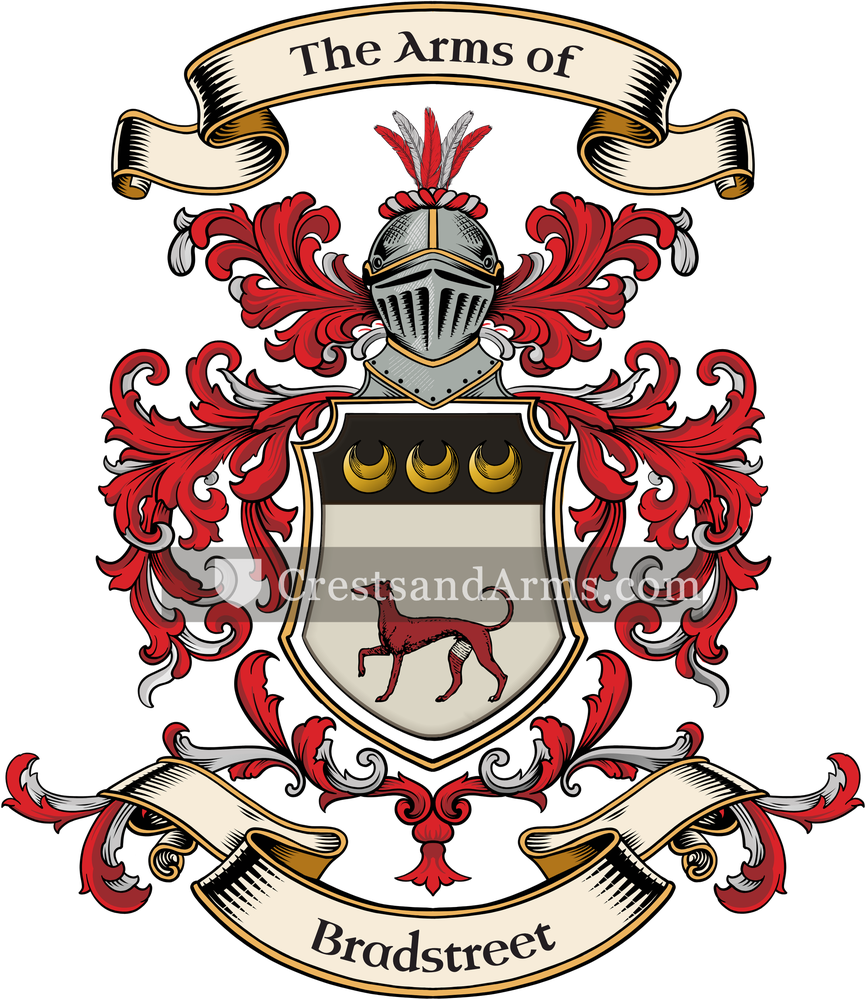 The Bradstreet coat of arms, drawn from the recorded blazon