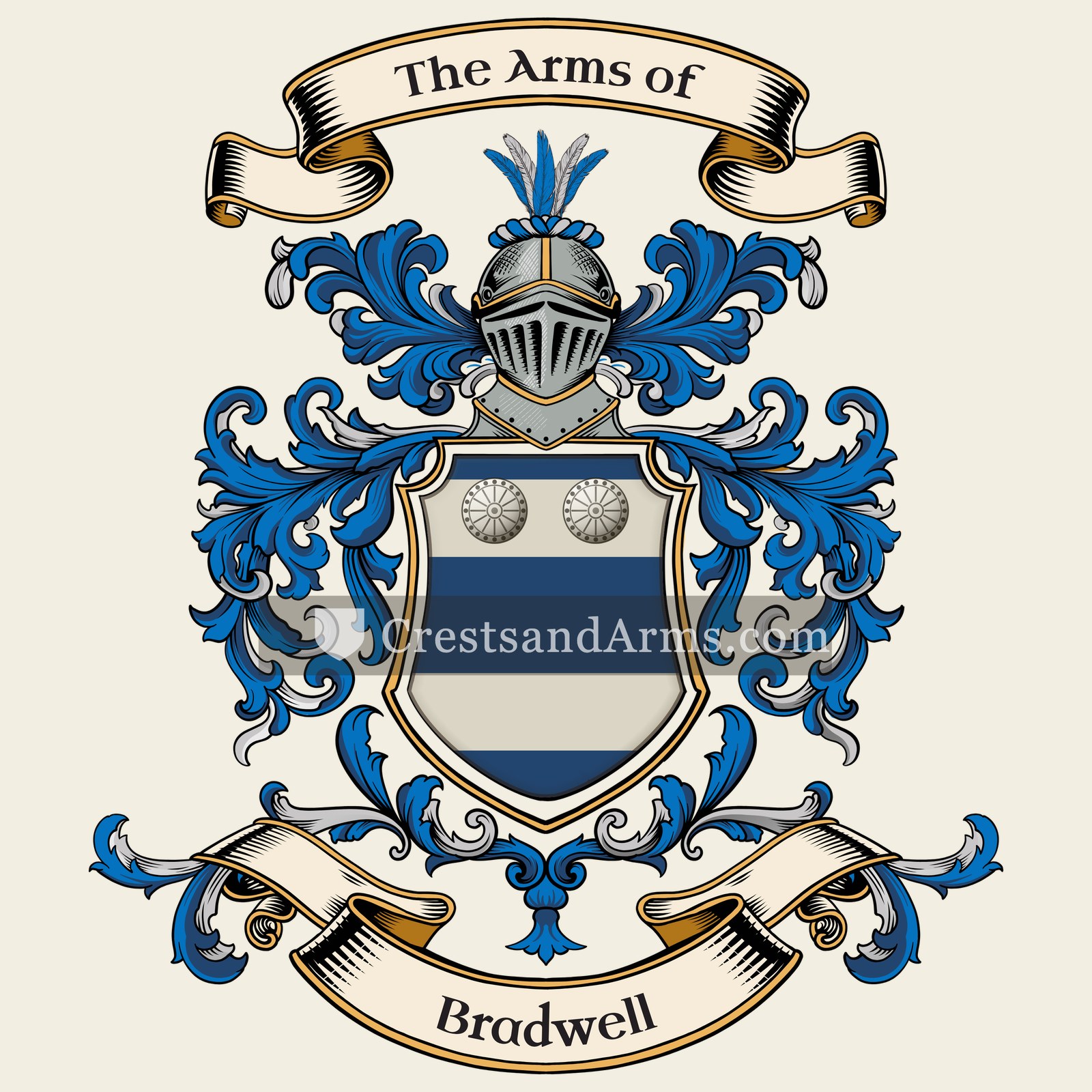 The Bradwell coat of arms, drawn from the recorded blazon