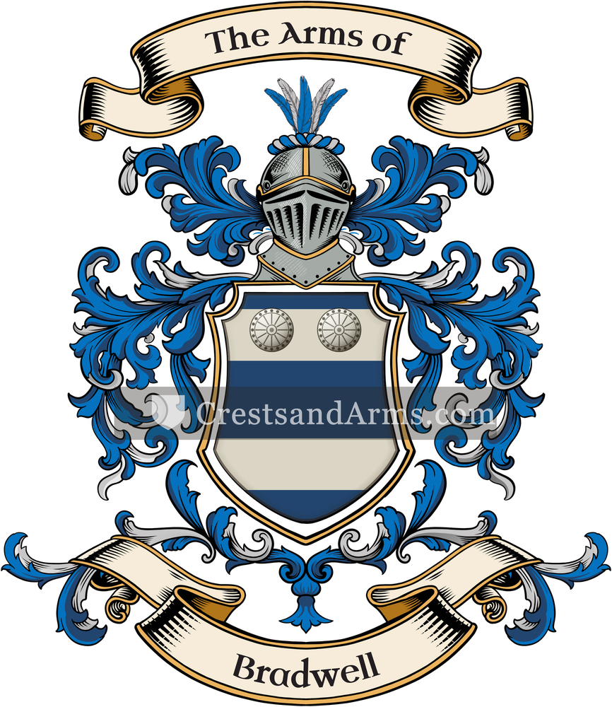 The Bradwell coat of arms, drawn from the recorded blazon