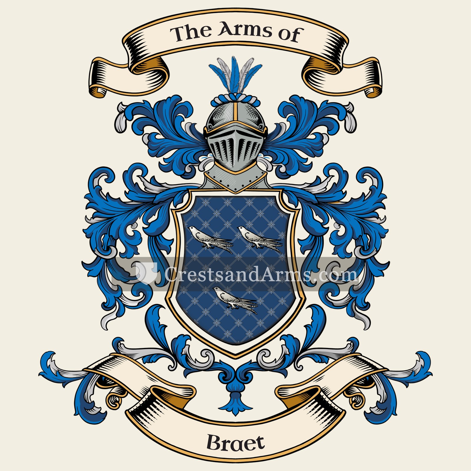 The Braet coat of arms, drawn from the recorded blazon