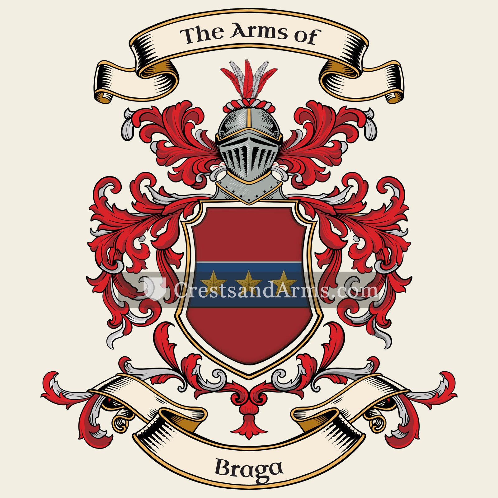 The Braga coat of arms, drawn from the recorded blazon