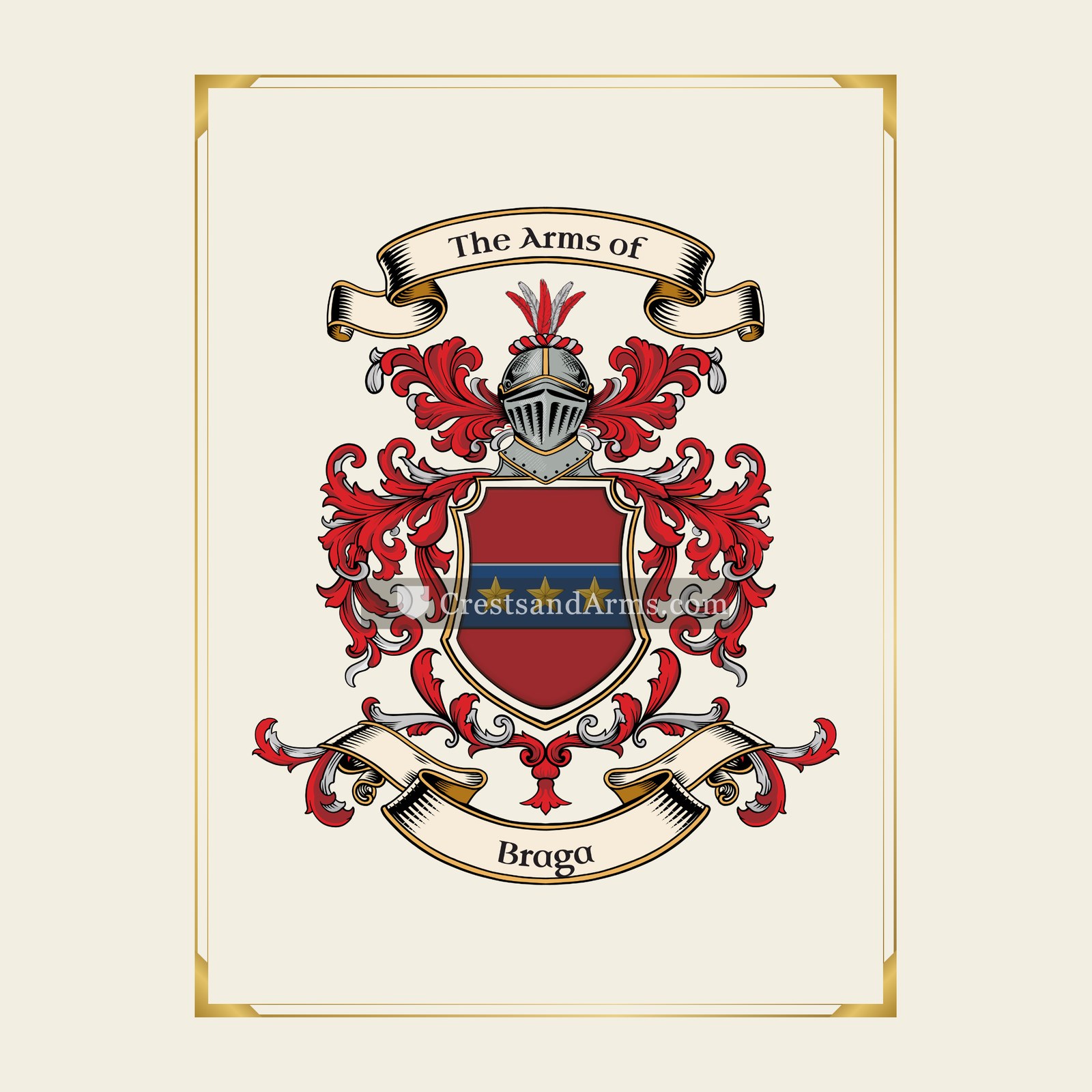 With gold border