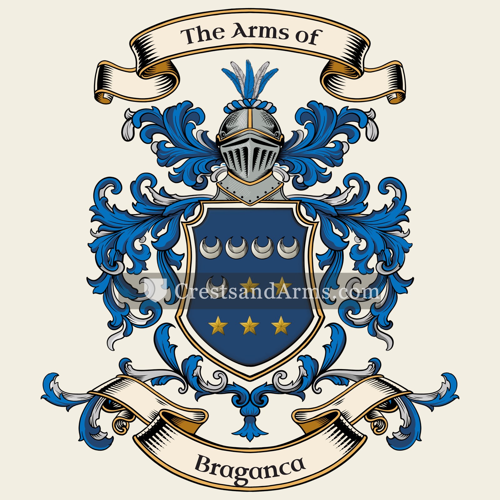 The Braganca coat of arms, drawn from the recorded blazon