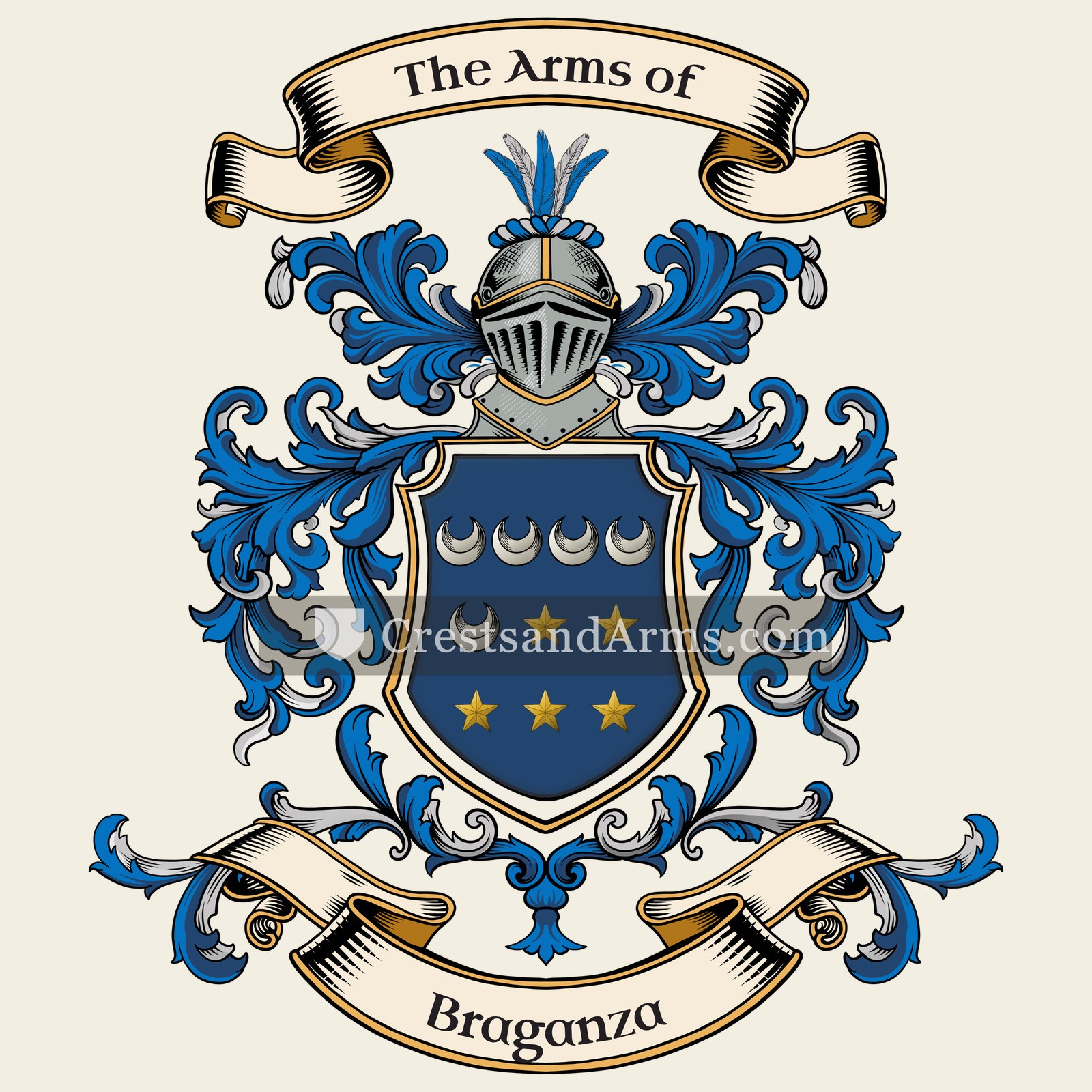 The Braganza coat of arms, drawn from the recorded blazon