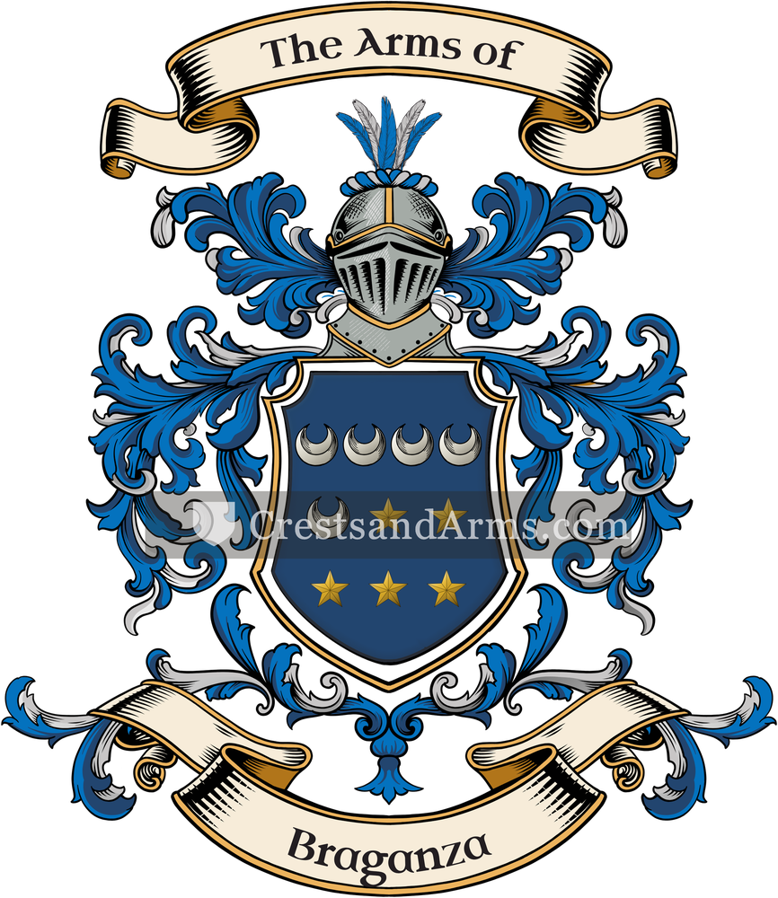 The Braganza coat of arms, drawn from the recorded blazon