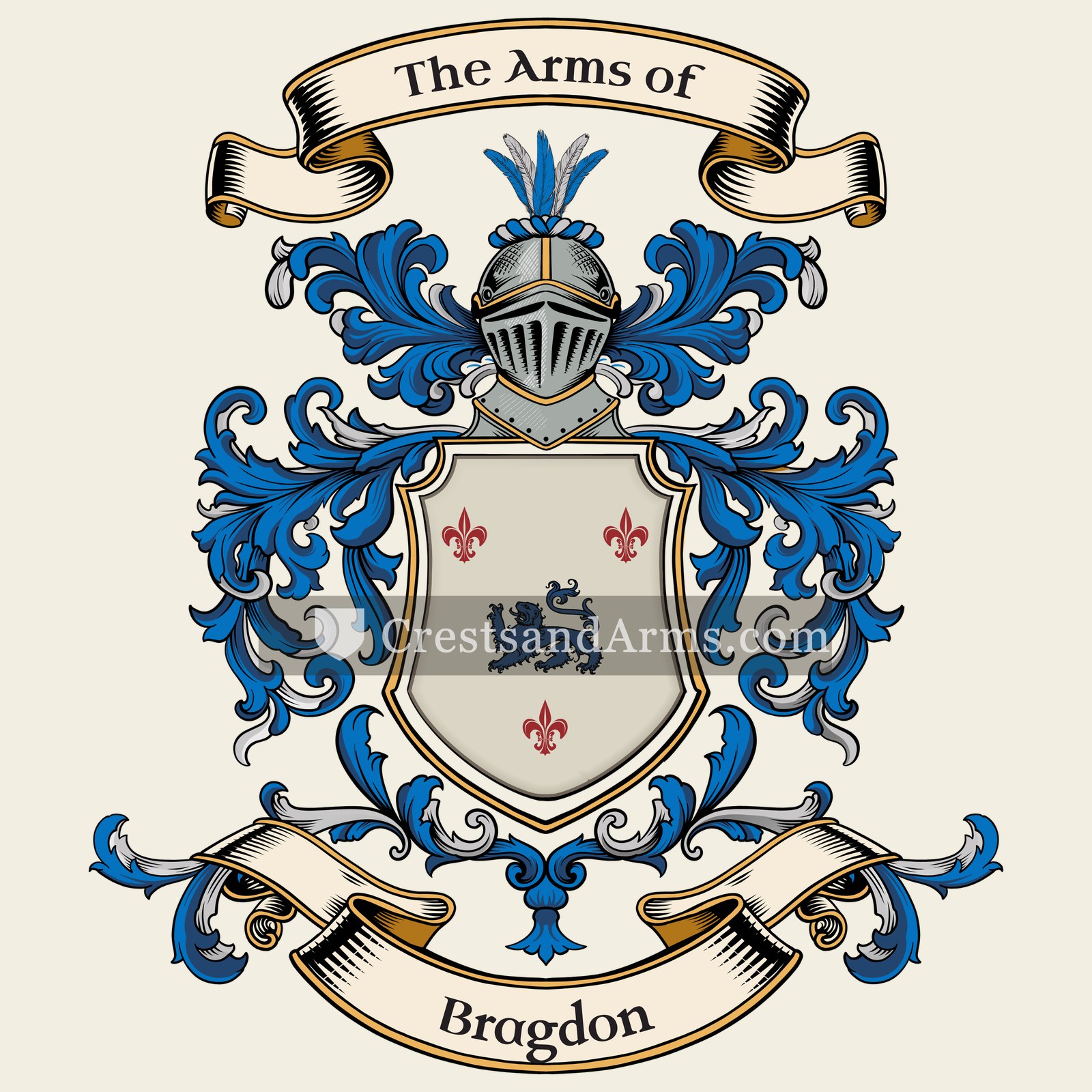 The Bragdon coat of arms, drawn from the recorded blazon