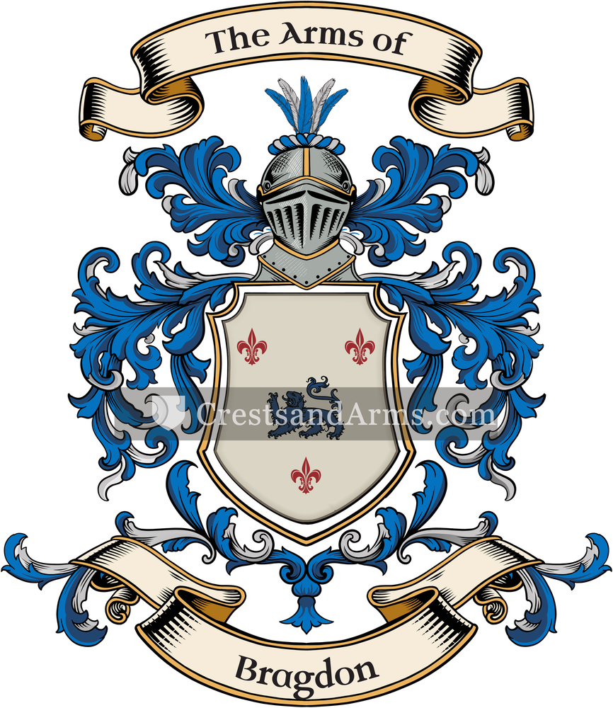 The Bragdon coat of arms, drawn from the recorded blazon