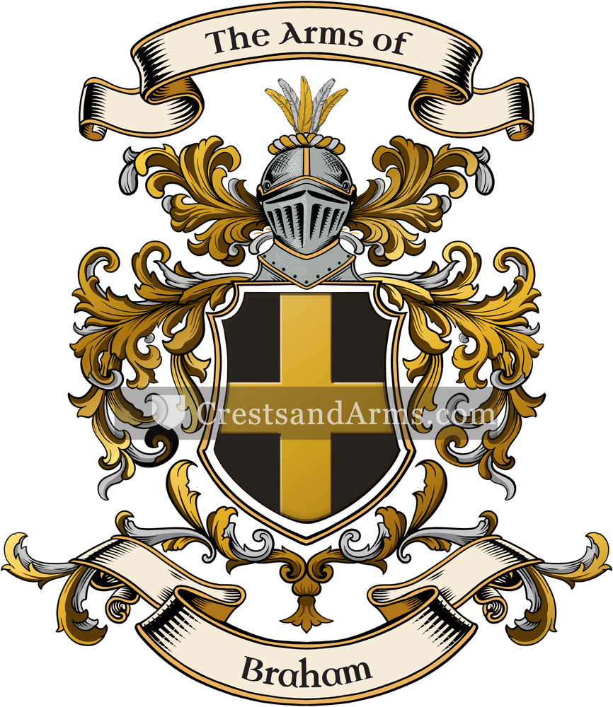 The Braham coat of arms, drawn from the recorded blazon