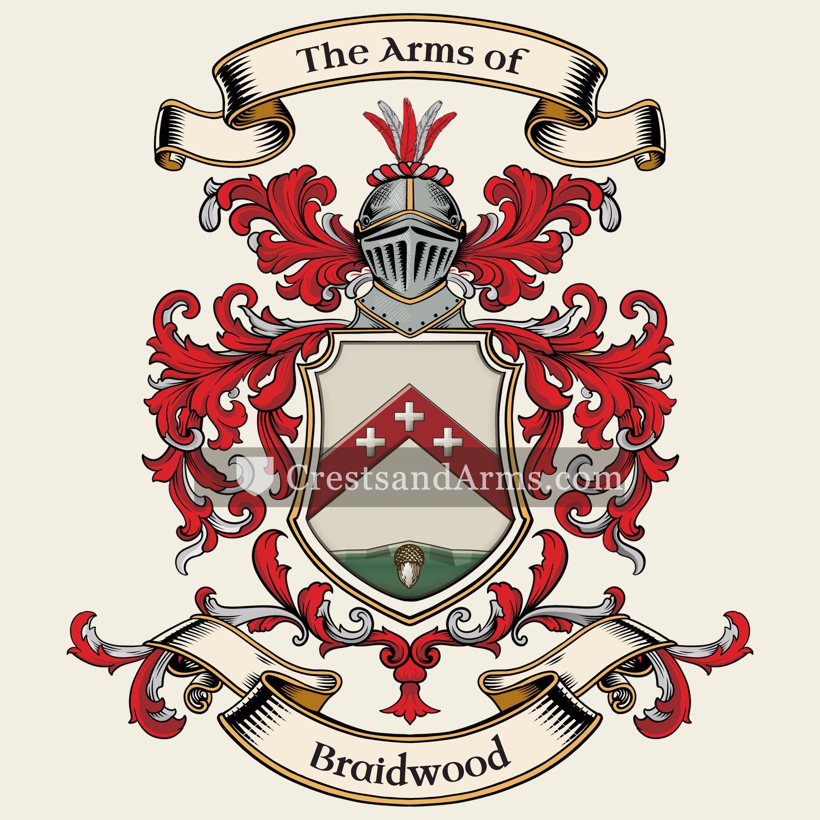 The Braidwood coat of arms, drawn from the recorded blazon