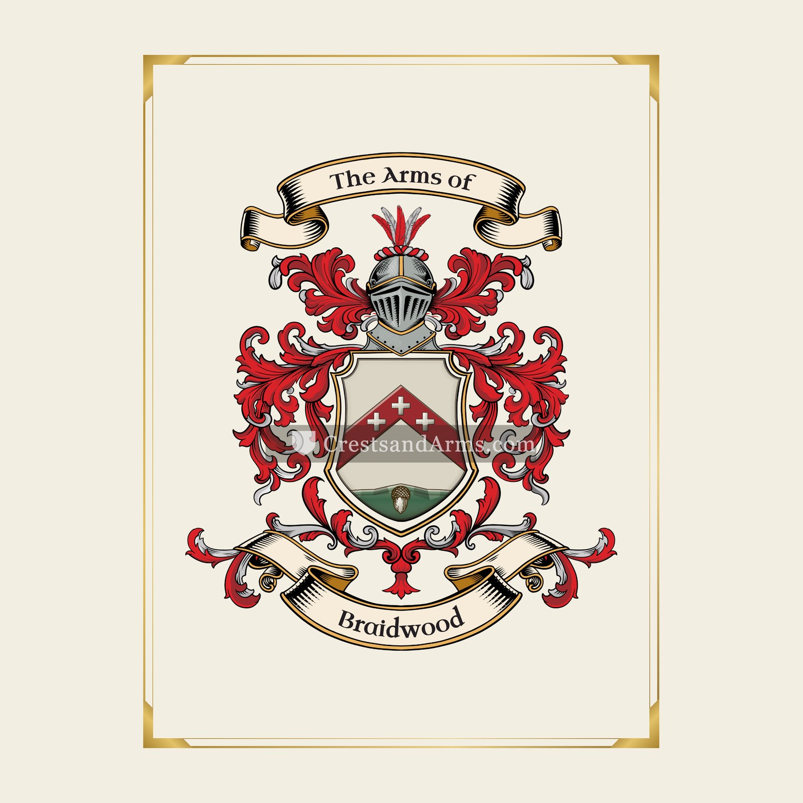 With gold border