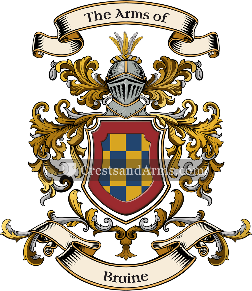 The Braine coat of arms, drawn from the recorded blazon