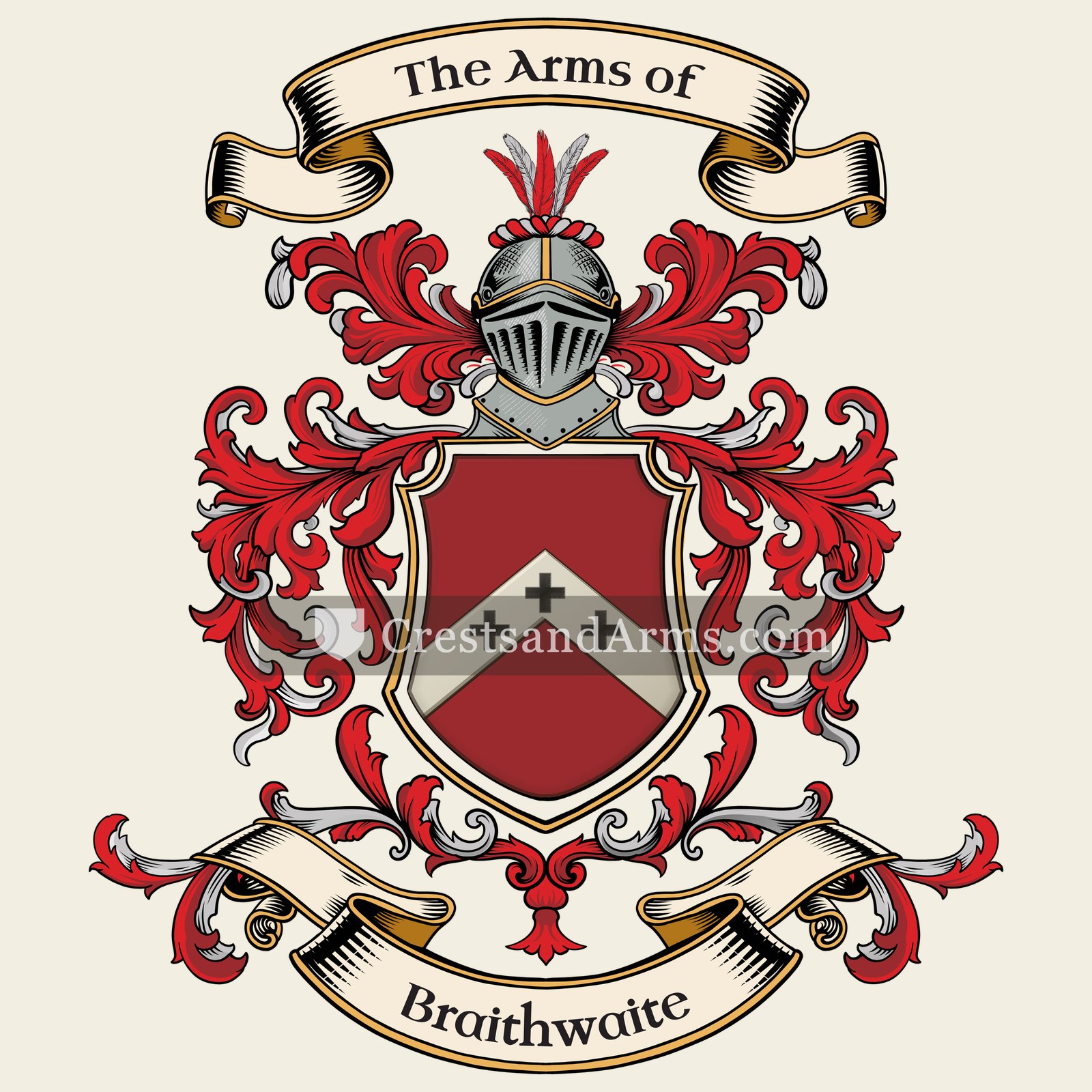 The Braithwaite coat of arms, drawn from the recorded blazon