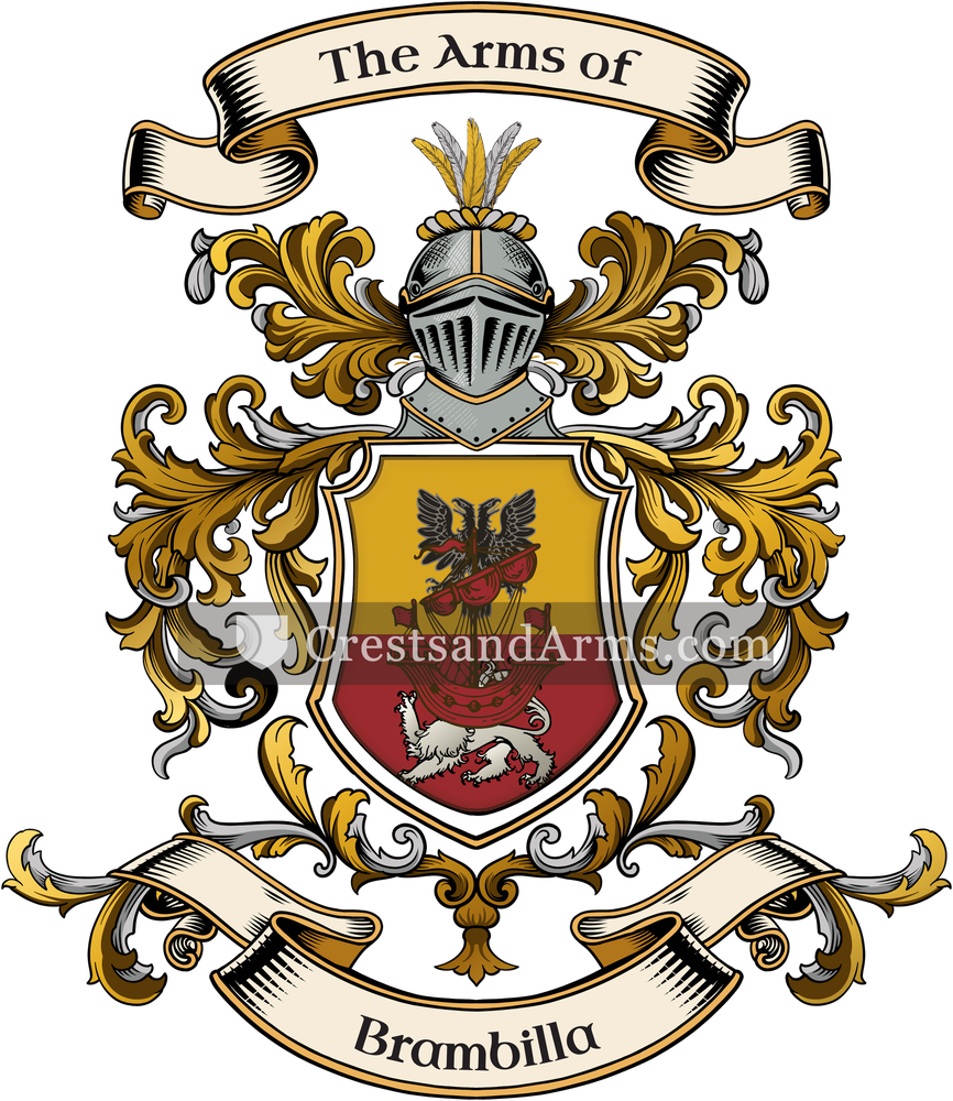 The Brambilla coat of arms, drawn from the recorded blazon