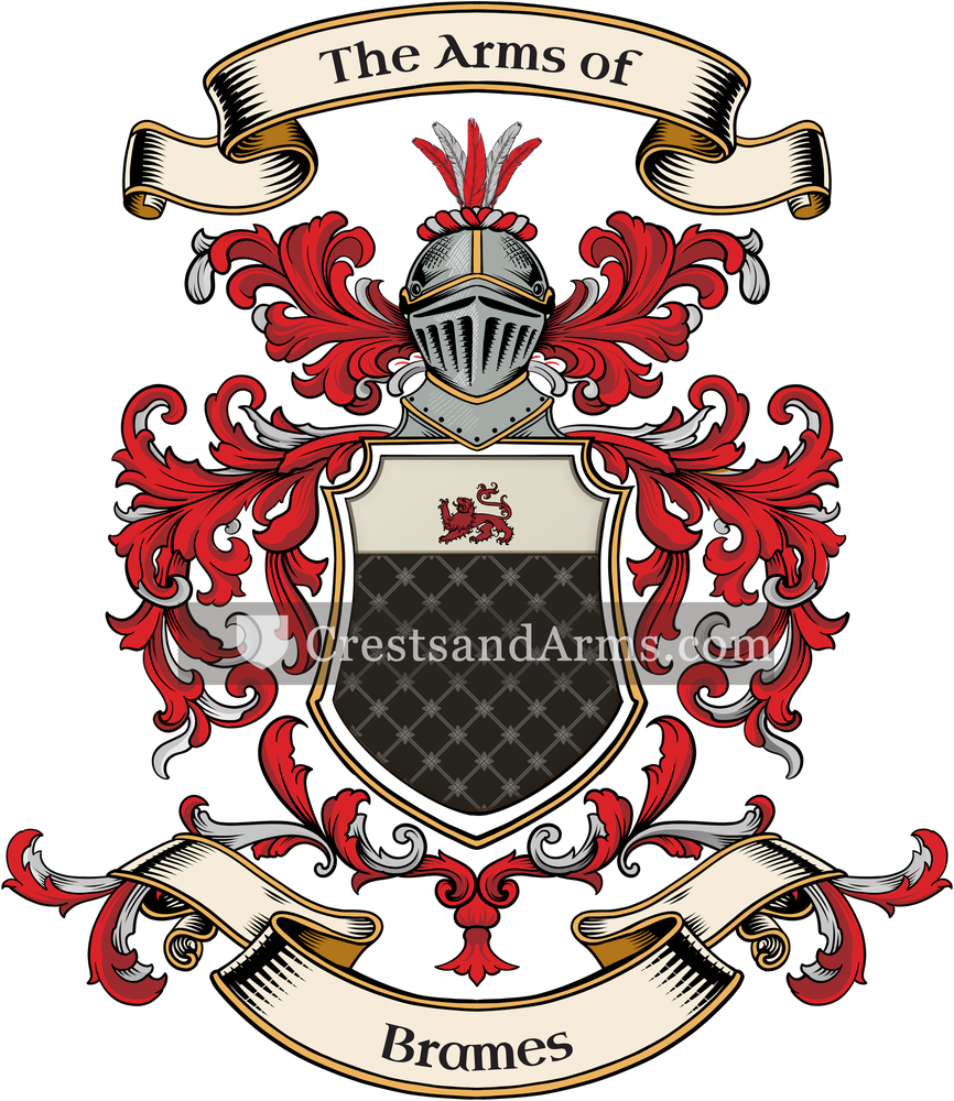 The Brames coat of arms, drawn from the recorded blazon