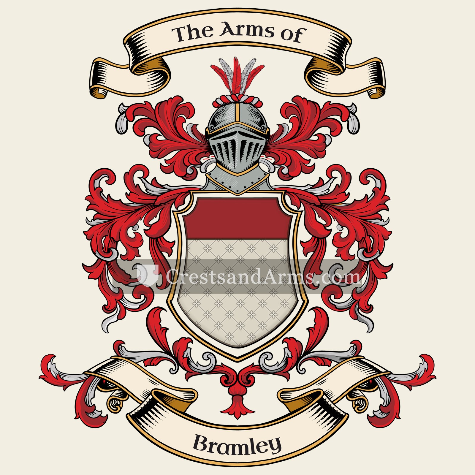 The Bramley coat of arms, drawn from the recorded blazon