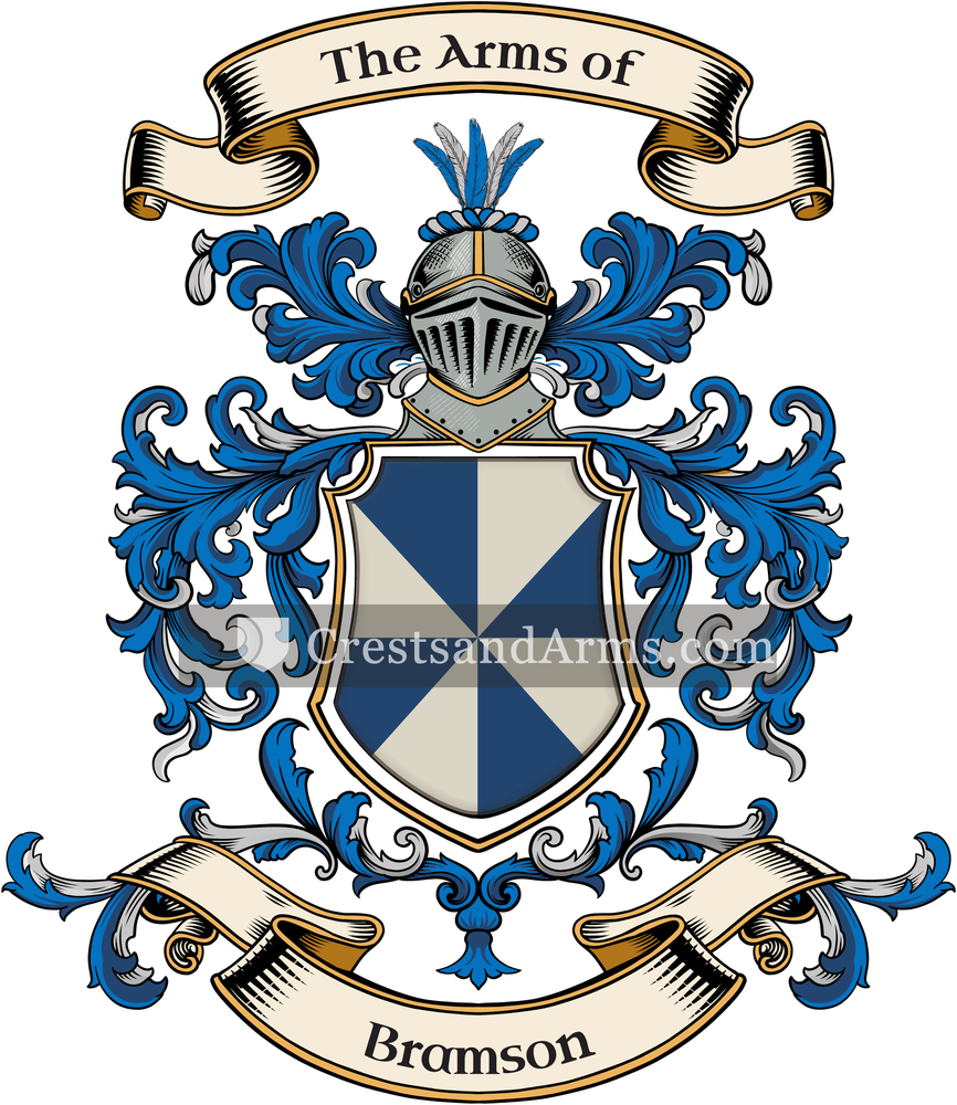 The Bramson coat of arms, drawn from the recorded blazon