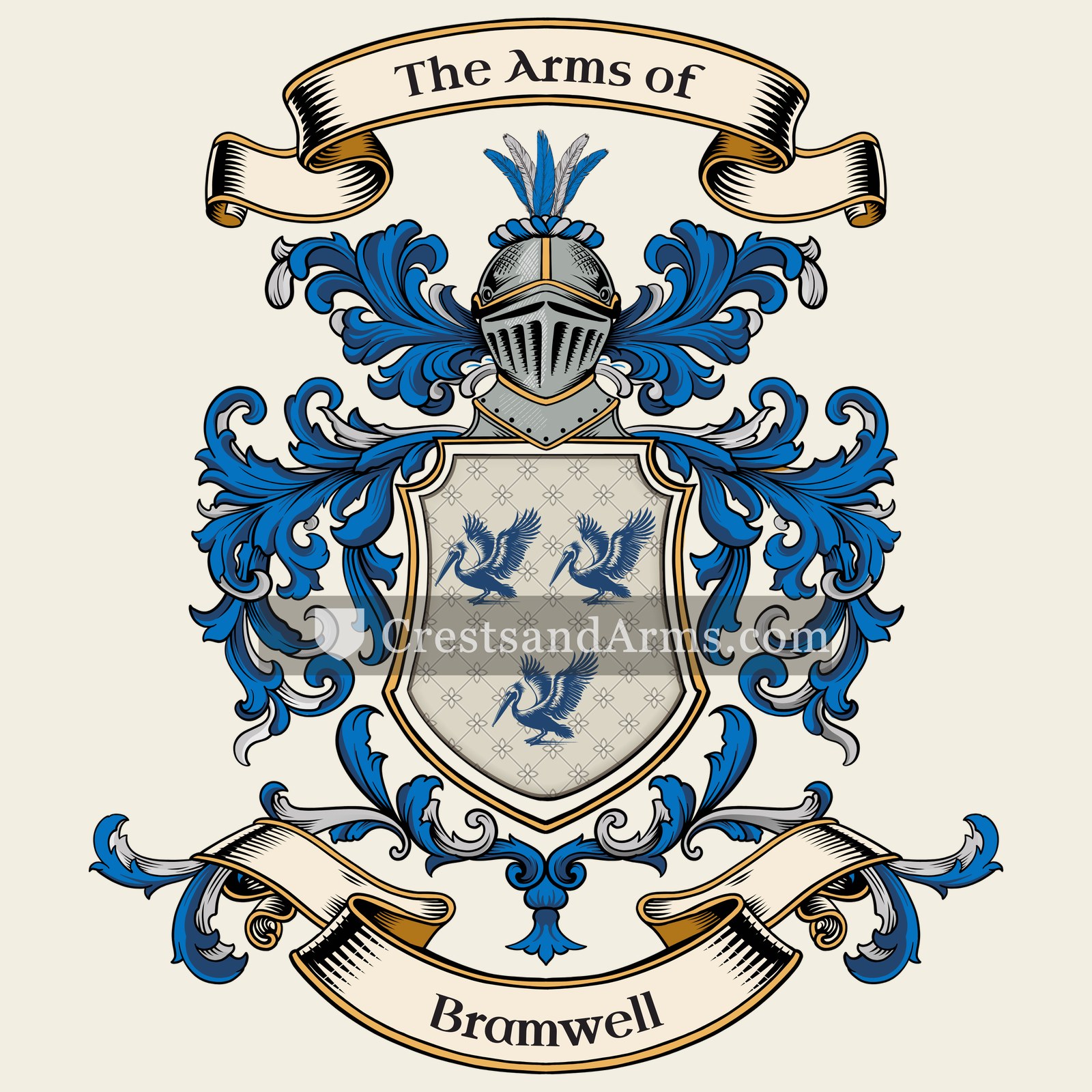 The Bramwell coat of arms, drawn from the recorded blazon
