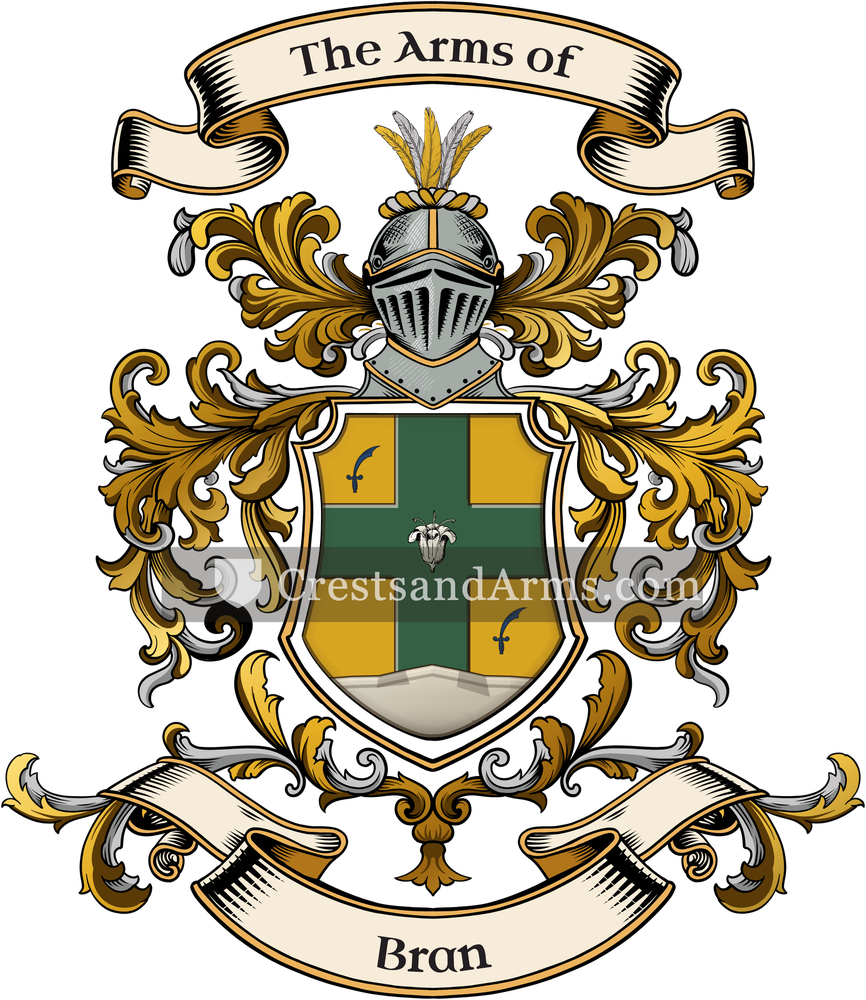 The Bran coat of arms, drawn from the recorded blazon