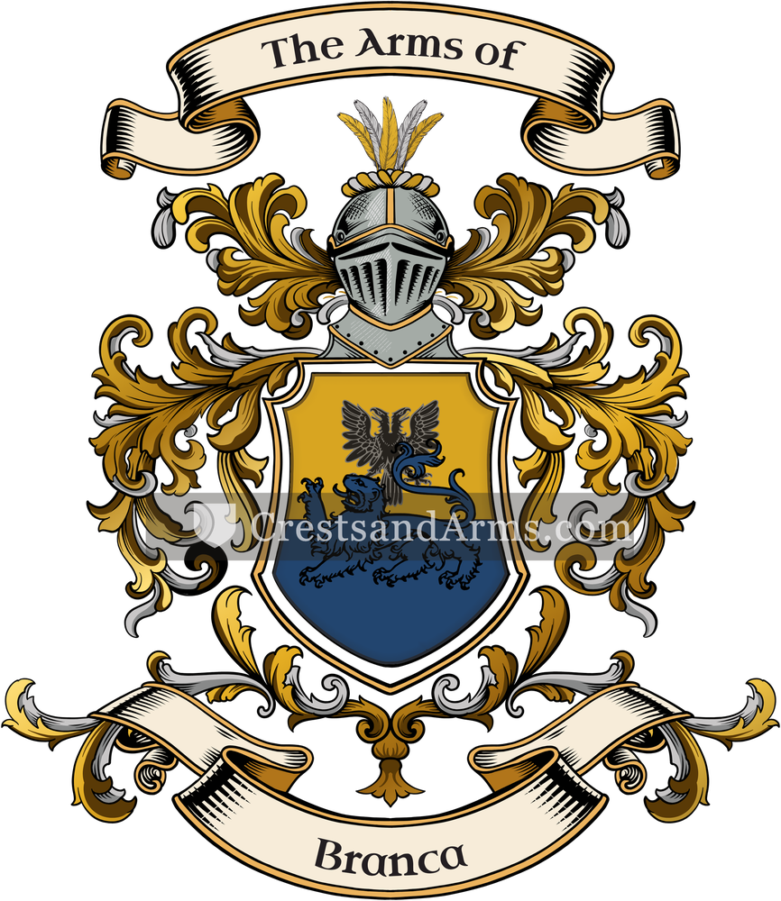 The Branca coat of arms, drawn from the recorded blazon