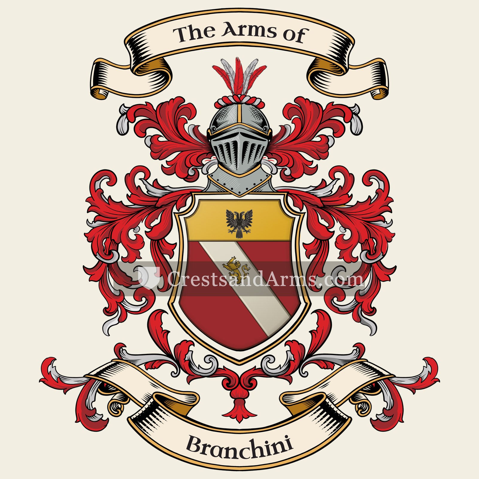 The Branchini coat of arms, drawn from the recorded blazon