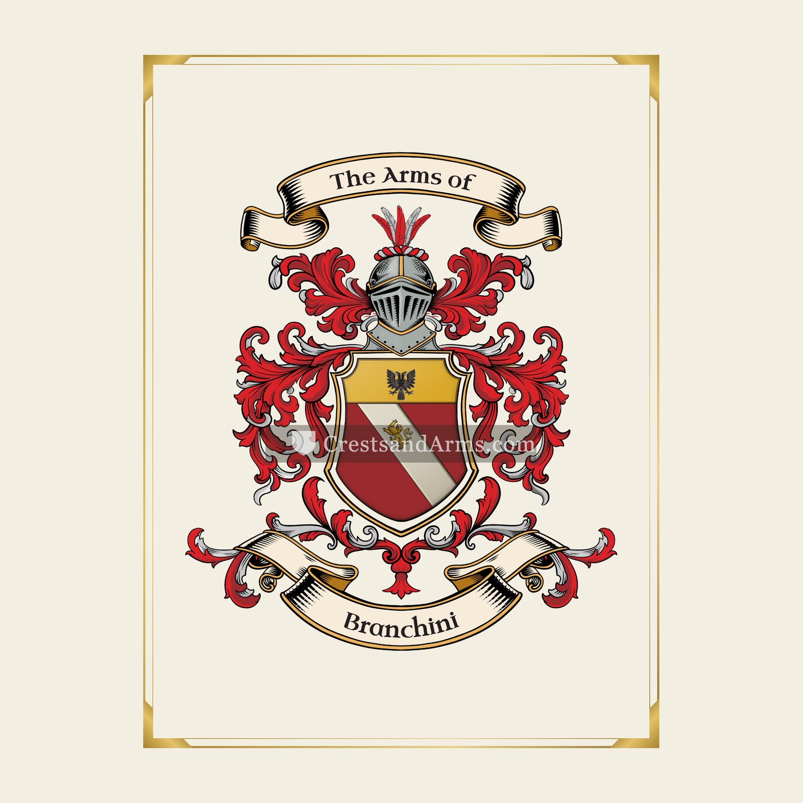 With gold border