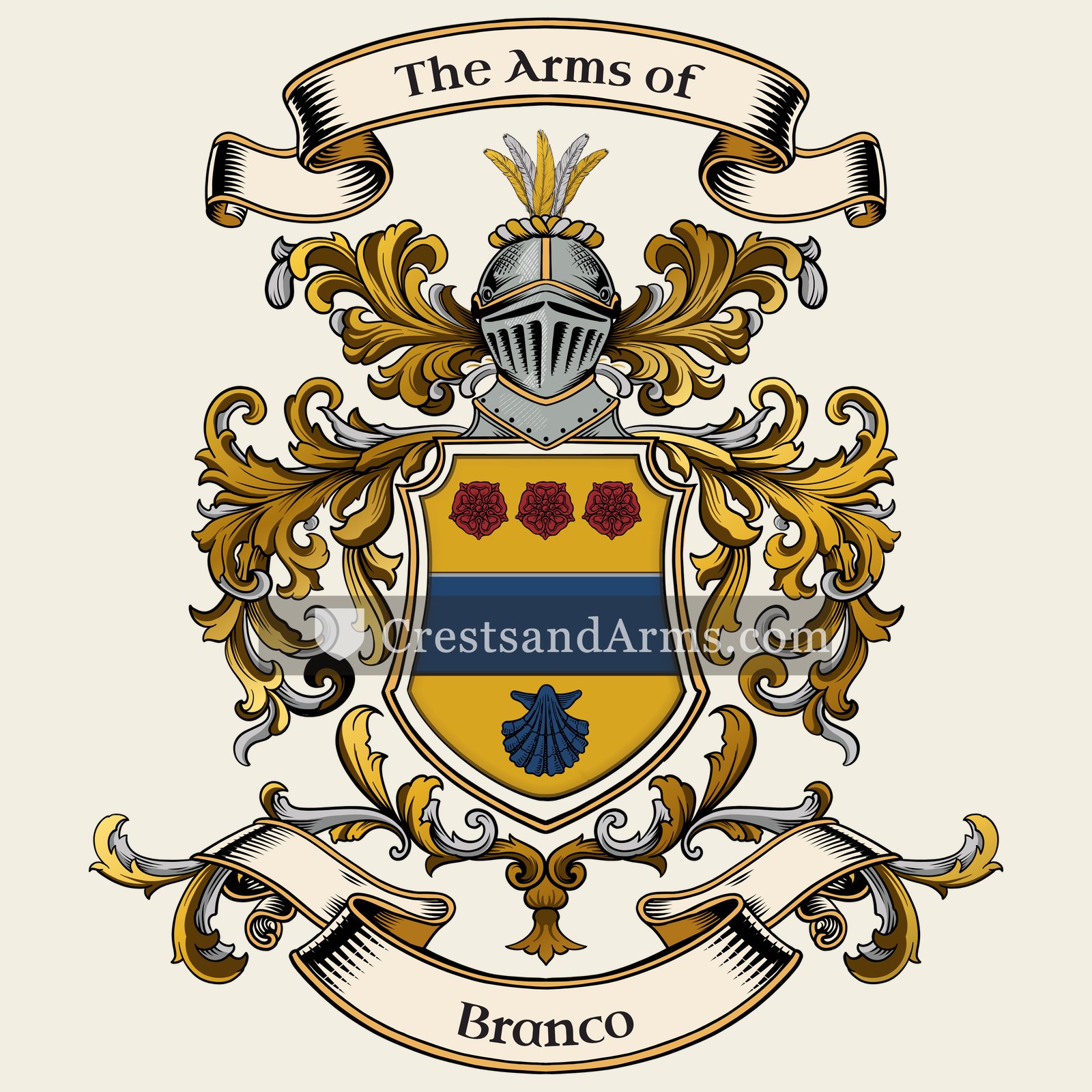 The Branco coat of arms, drawn from the recorded blazon