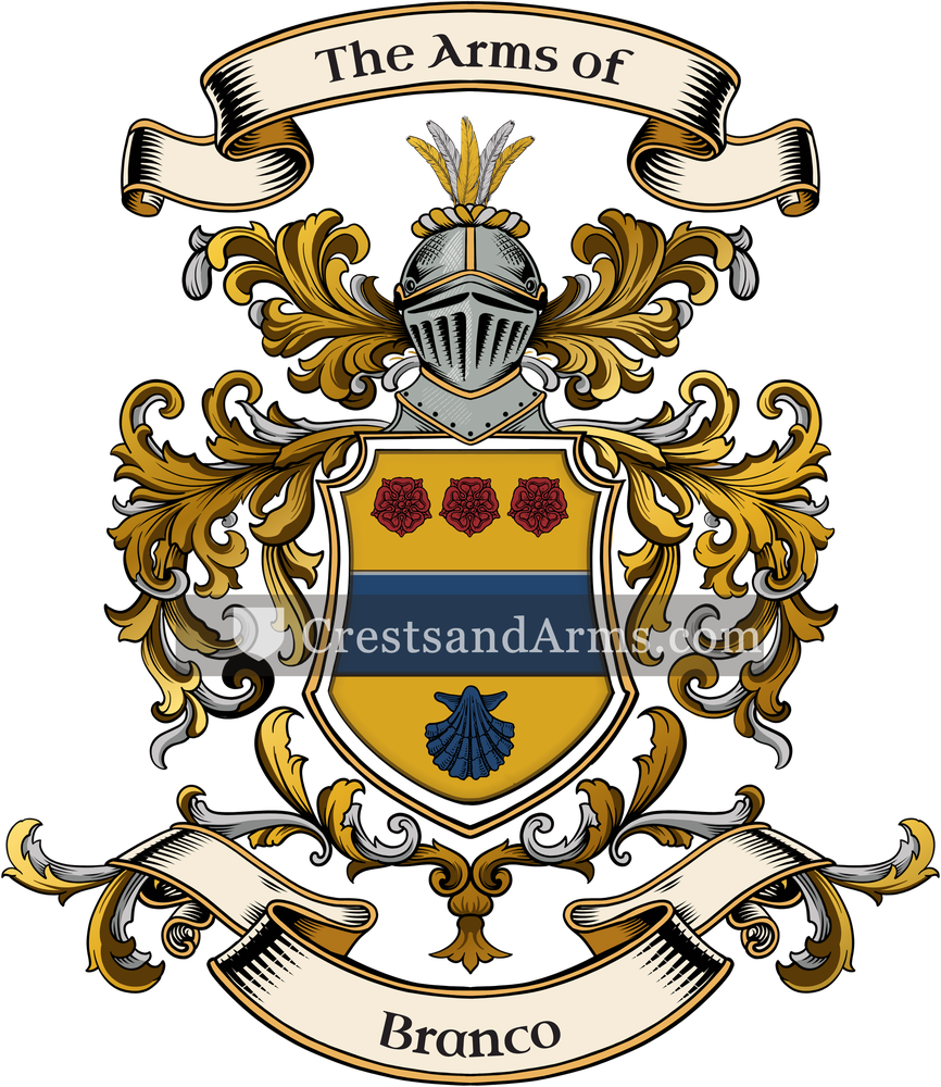 The Branco coat of arms, drawn from the recorded blazon