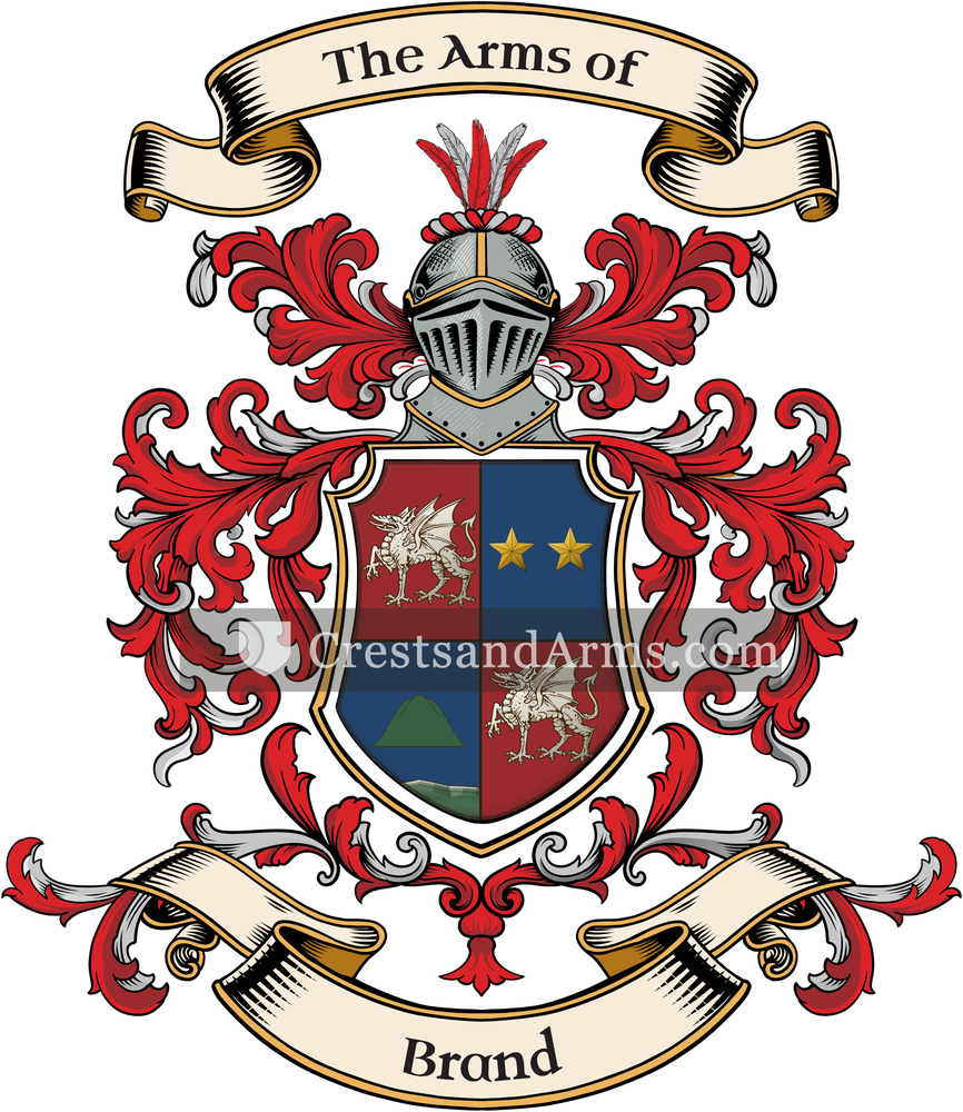 The Brand coat of arms, drawn from the recorded blazon