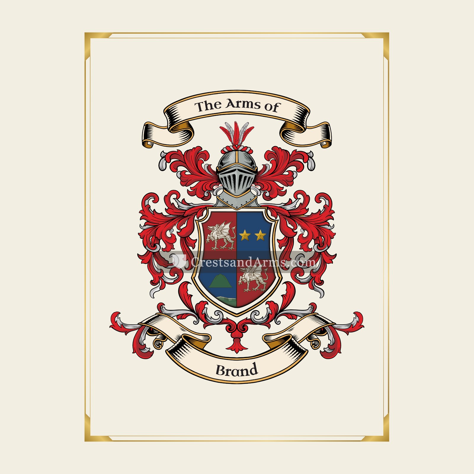 With gold border