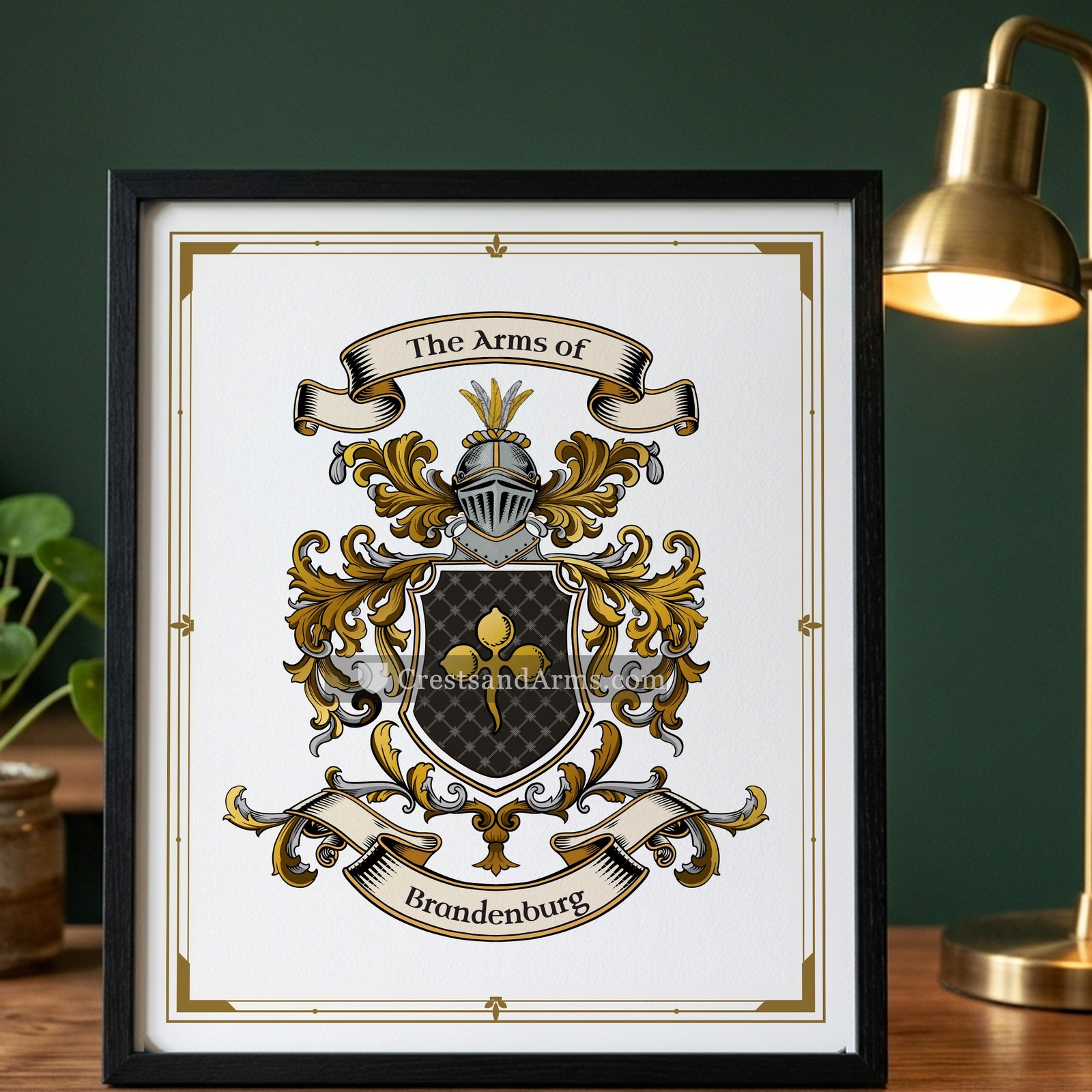 The Brandenburg arms on the framed, black wood