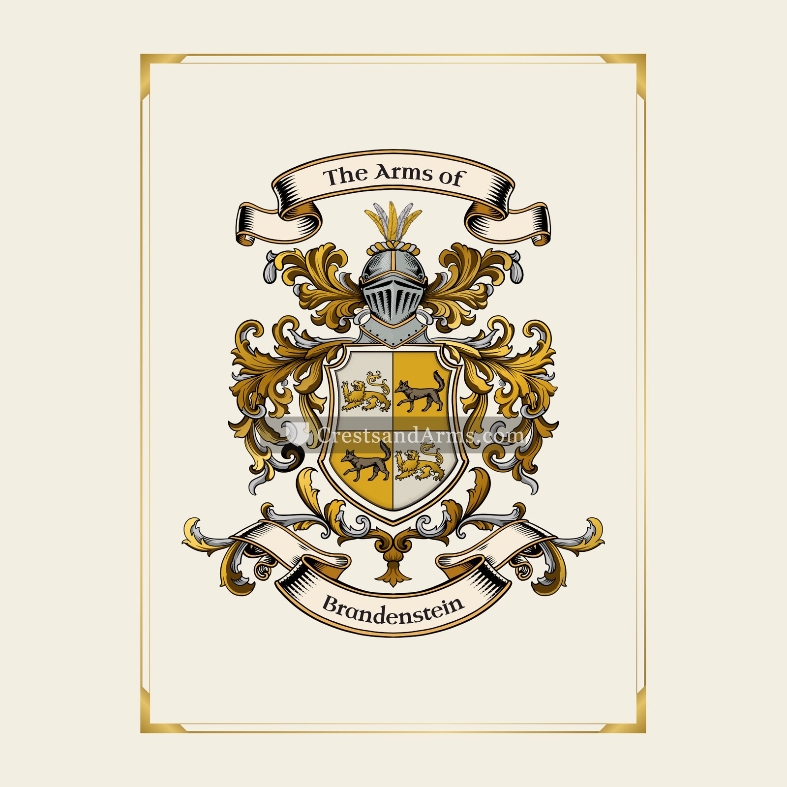 With gold border