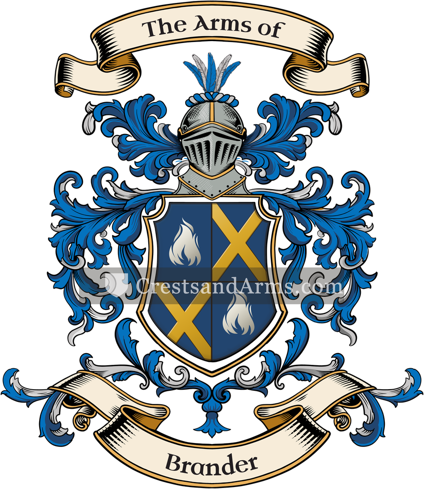 The Brander coat of arms, drawn from the recorded blazon