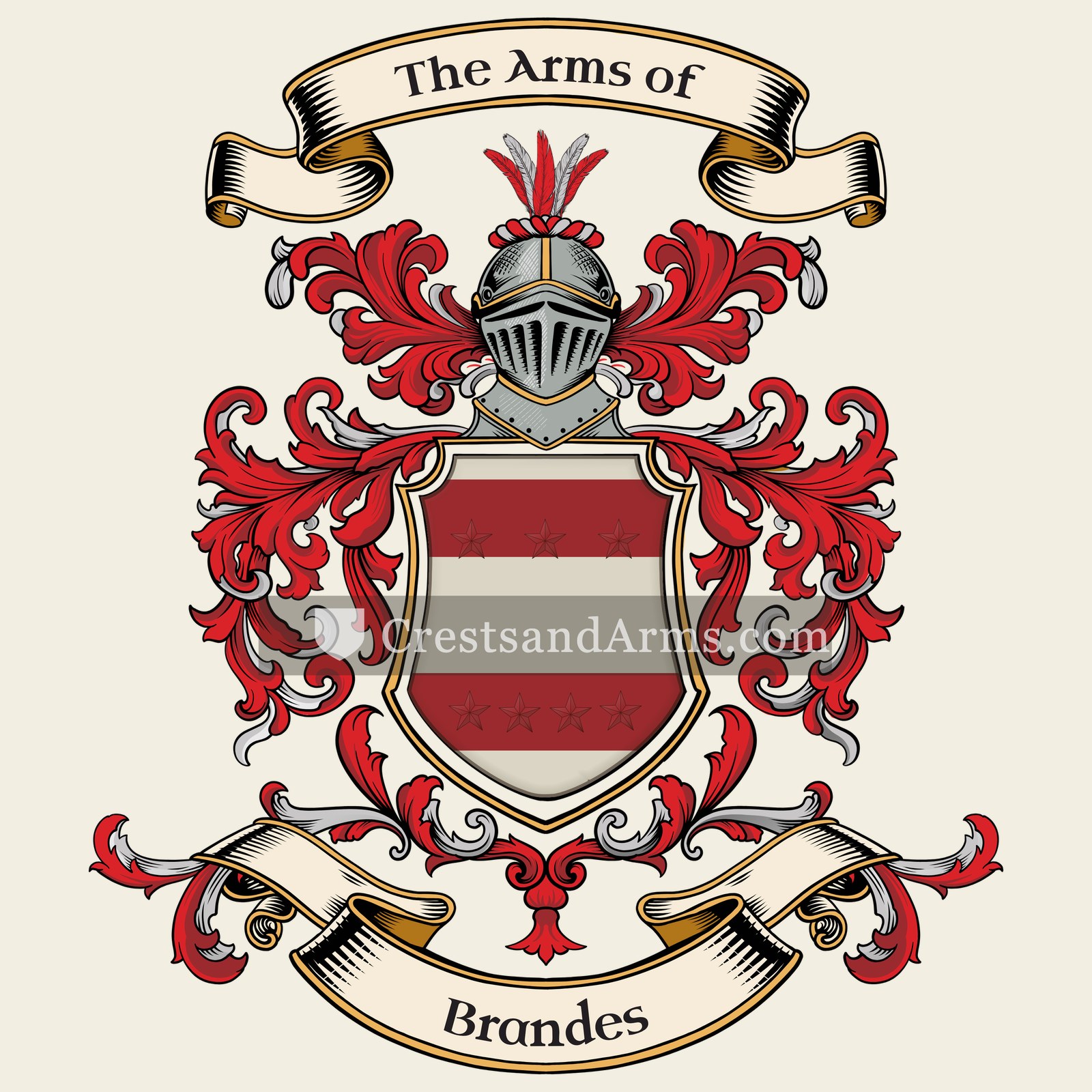 The Brandes coat of arms, drawn from the recorded blazon