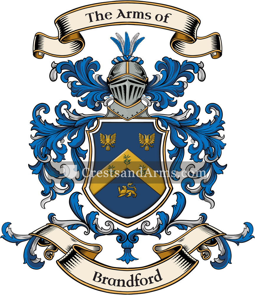 The Brandford coat of arms, drawn from the recorded blazon