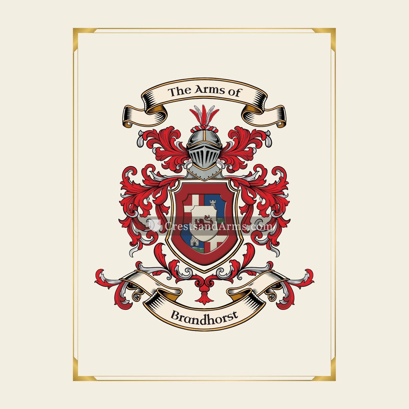With gold border