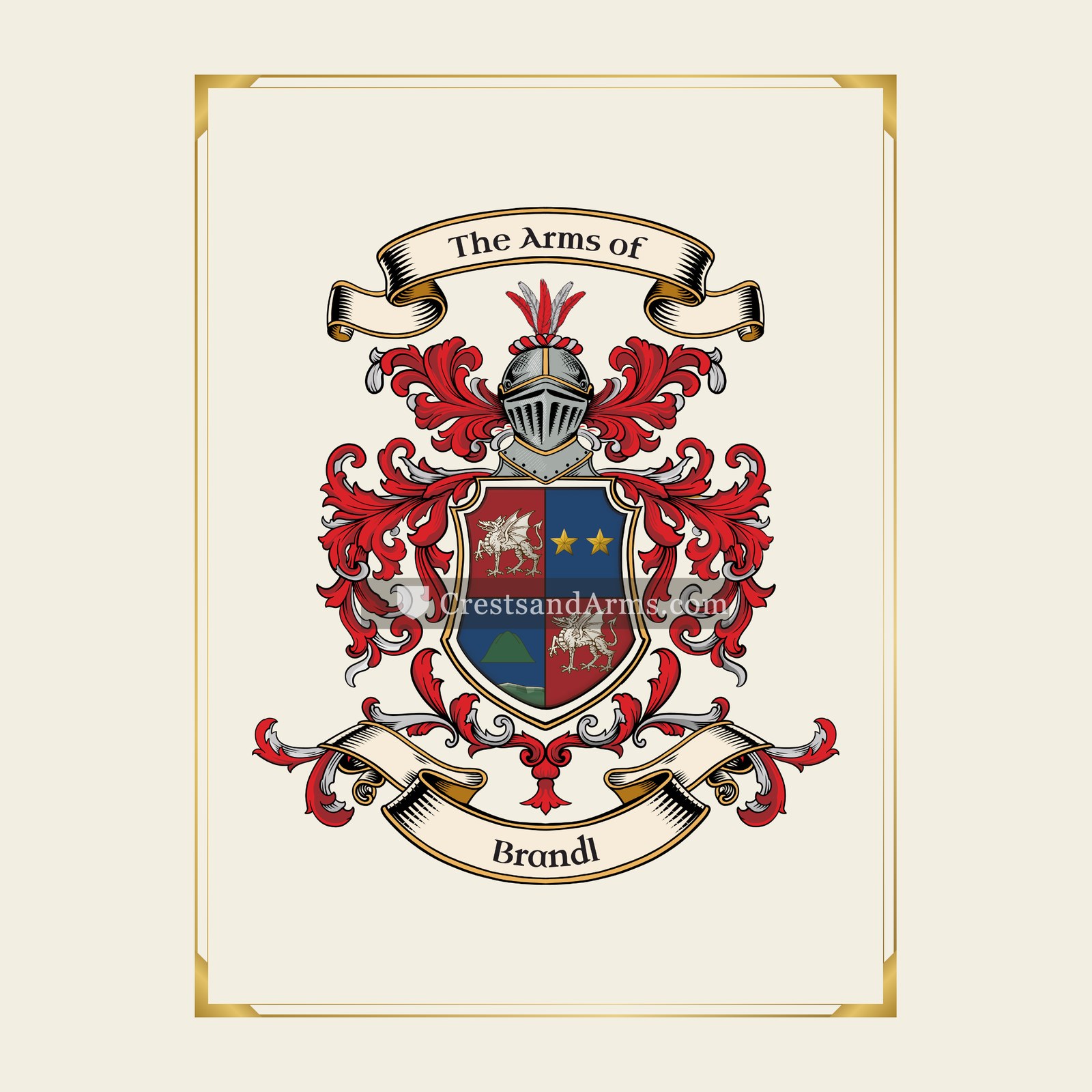 With gold border
