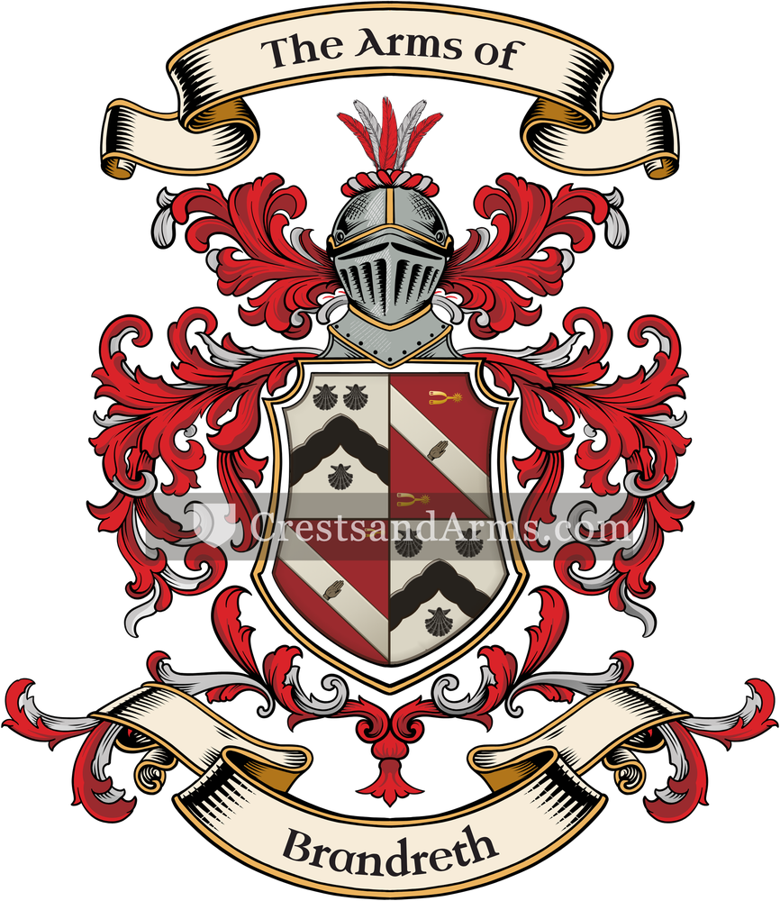The Brandreth coat of arms, drawn from the recorded blazon