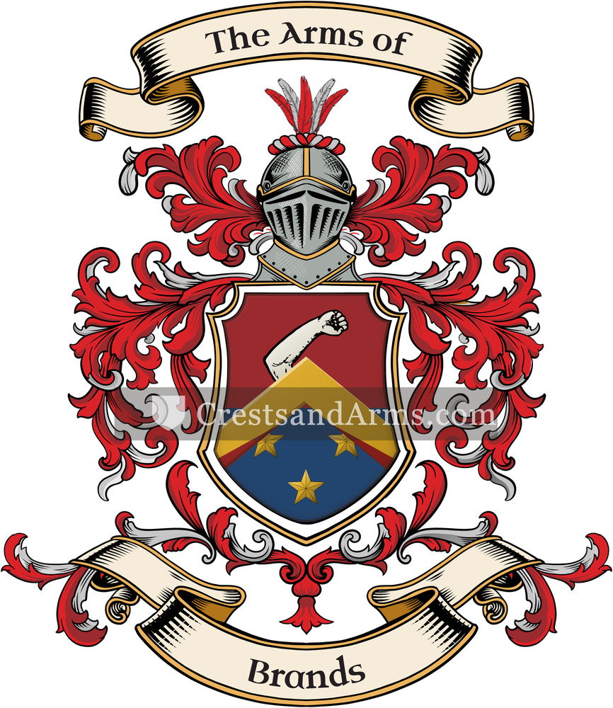 The Brands coat of arms, drawn from the recorded blazon
