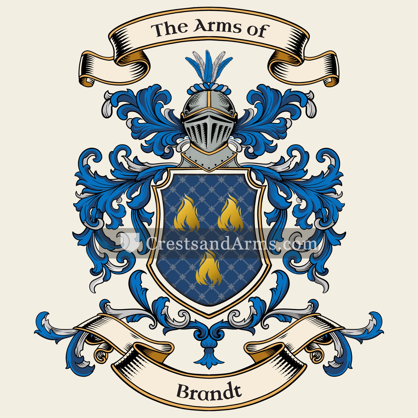 The Brandt coat of arms, drawn from the recorded blazon