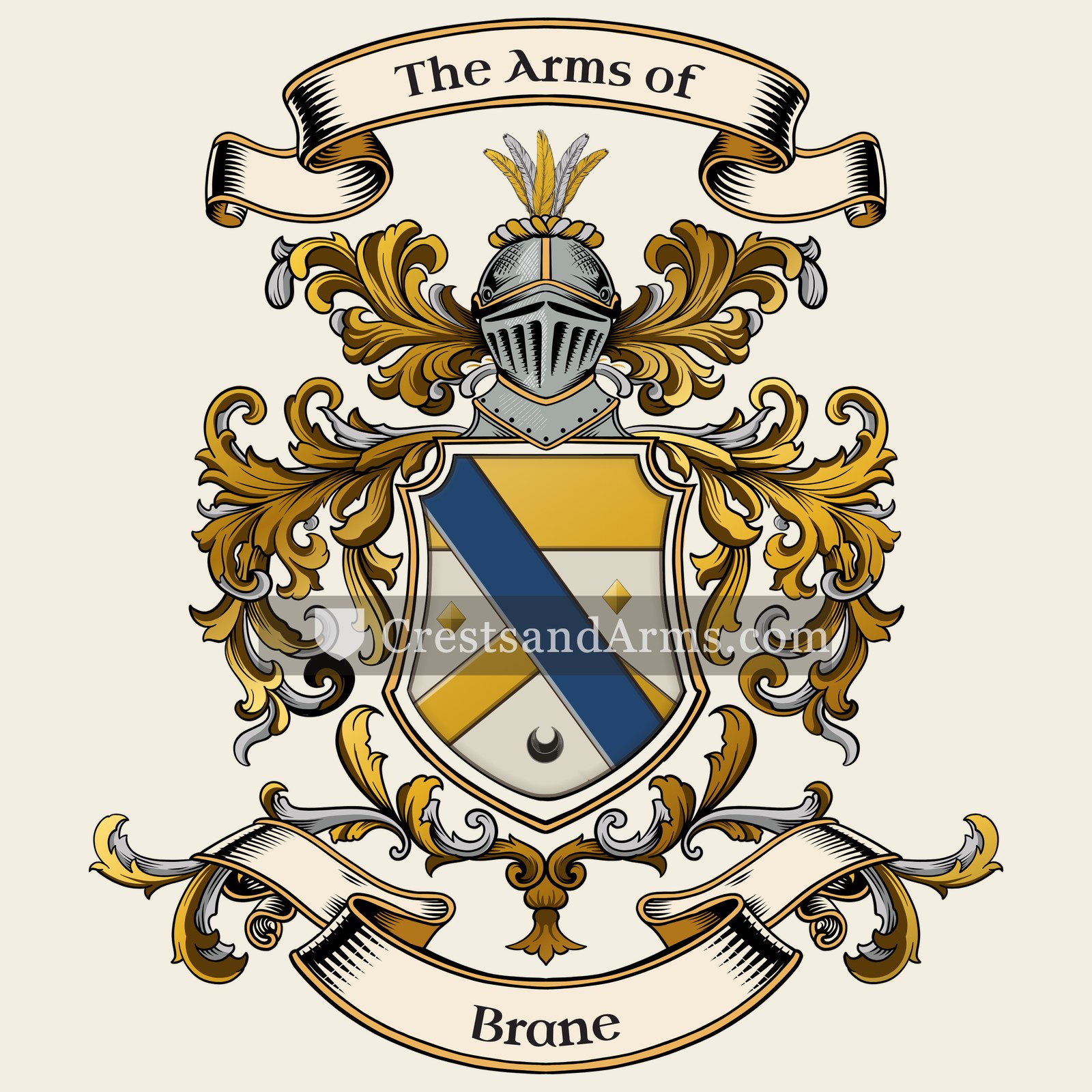 The Brane coat of arms, drawn from the recorded blazon
