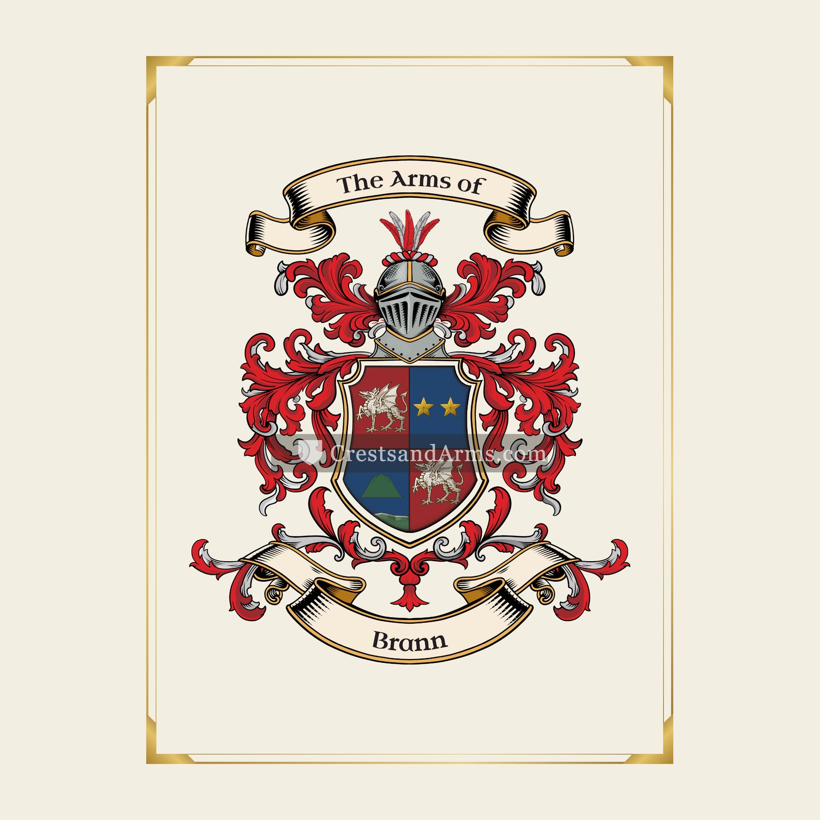 With gold border