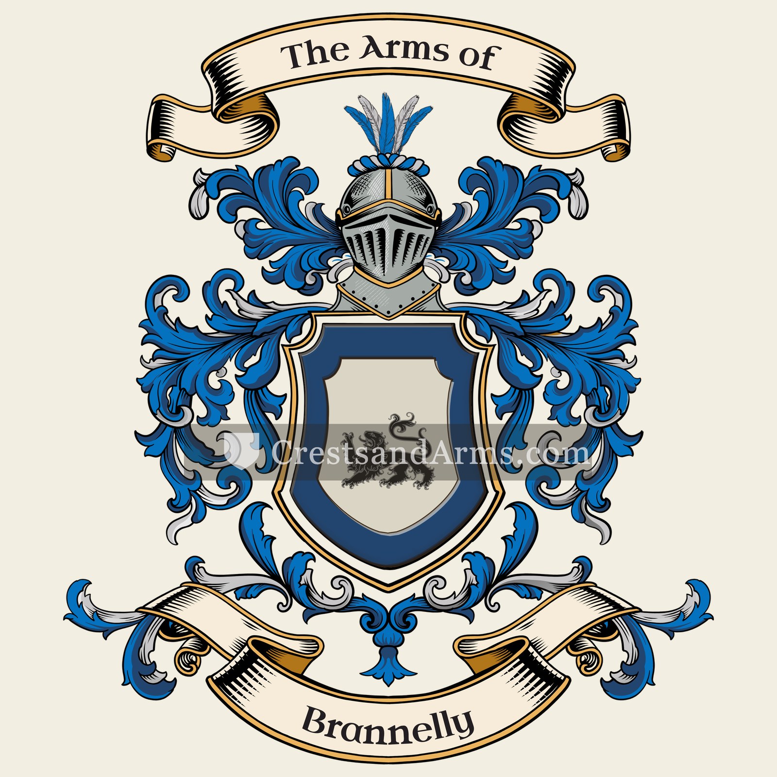 The Brannelly coat of arms, drawn from the recorded blazon