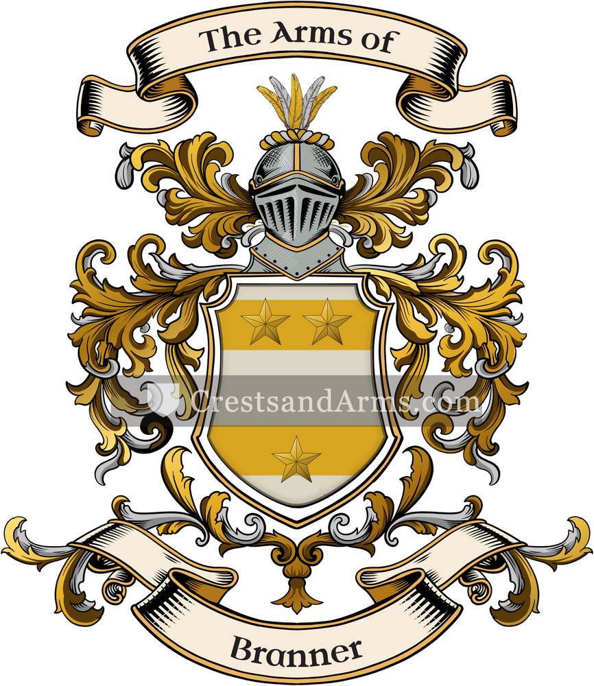 The Branner coat of arms, drawn from the recorded blazon