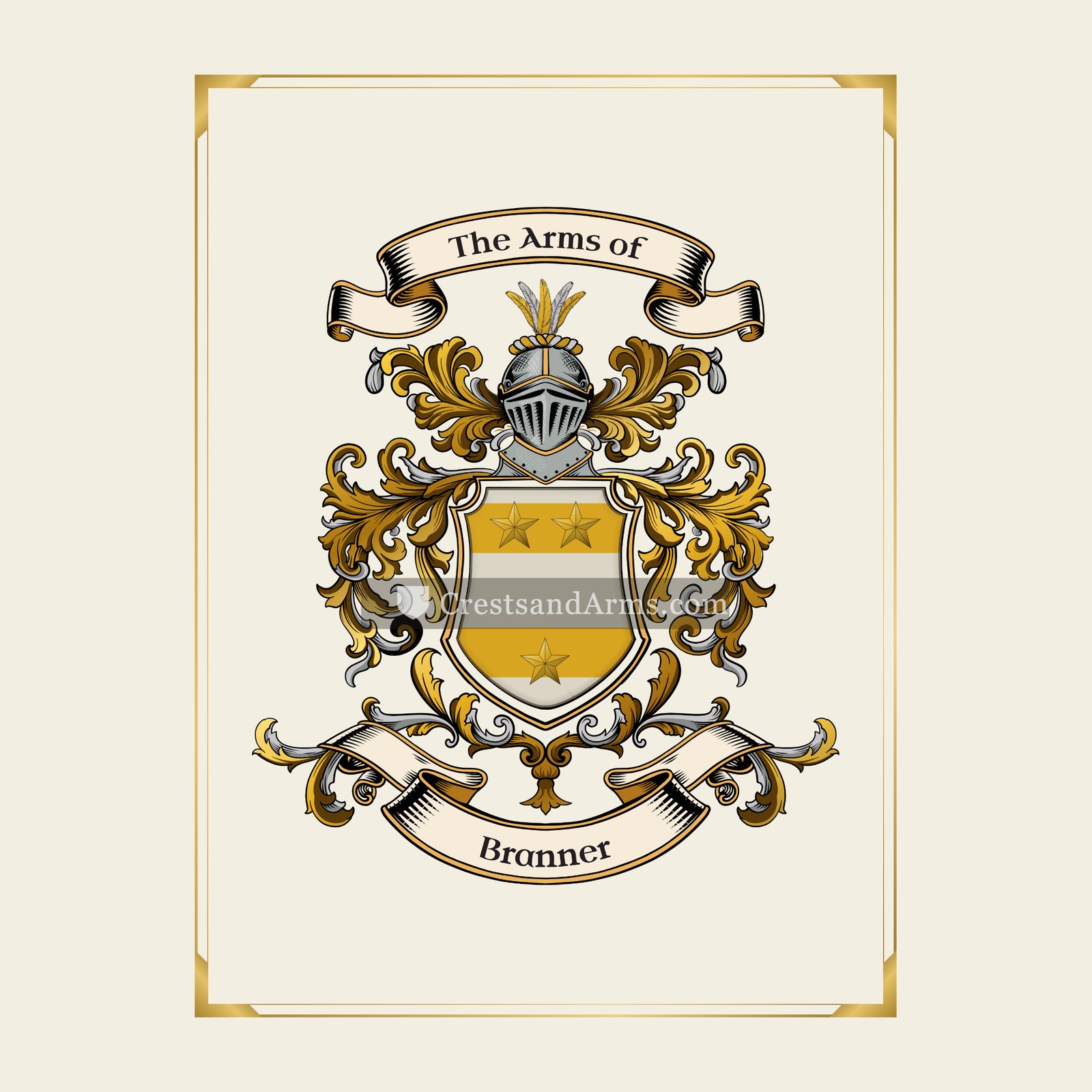 With gold border