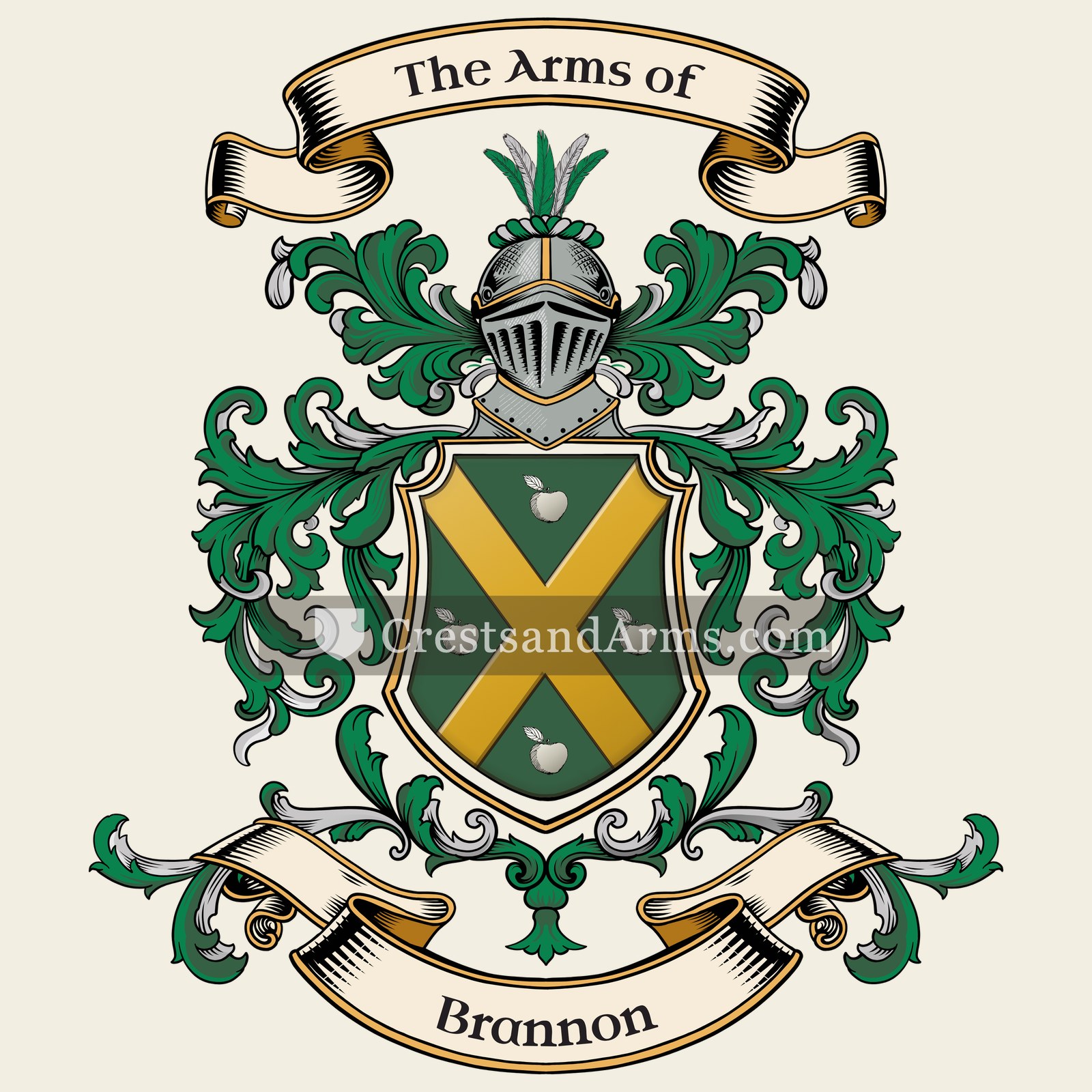The Brannon coat of arms, drawn from the recorded blazon
