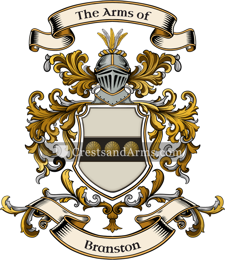 The Branston coat of arms, drawn from the recorded blazon